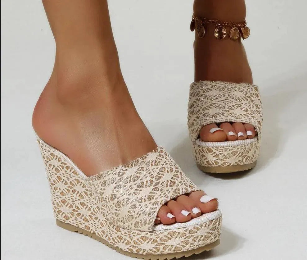Trendy Printed Wedge Heels for Women - Comfortable & Fashionable Summer Sandals - Perfect for Beach, Parties & Casual Outings