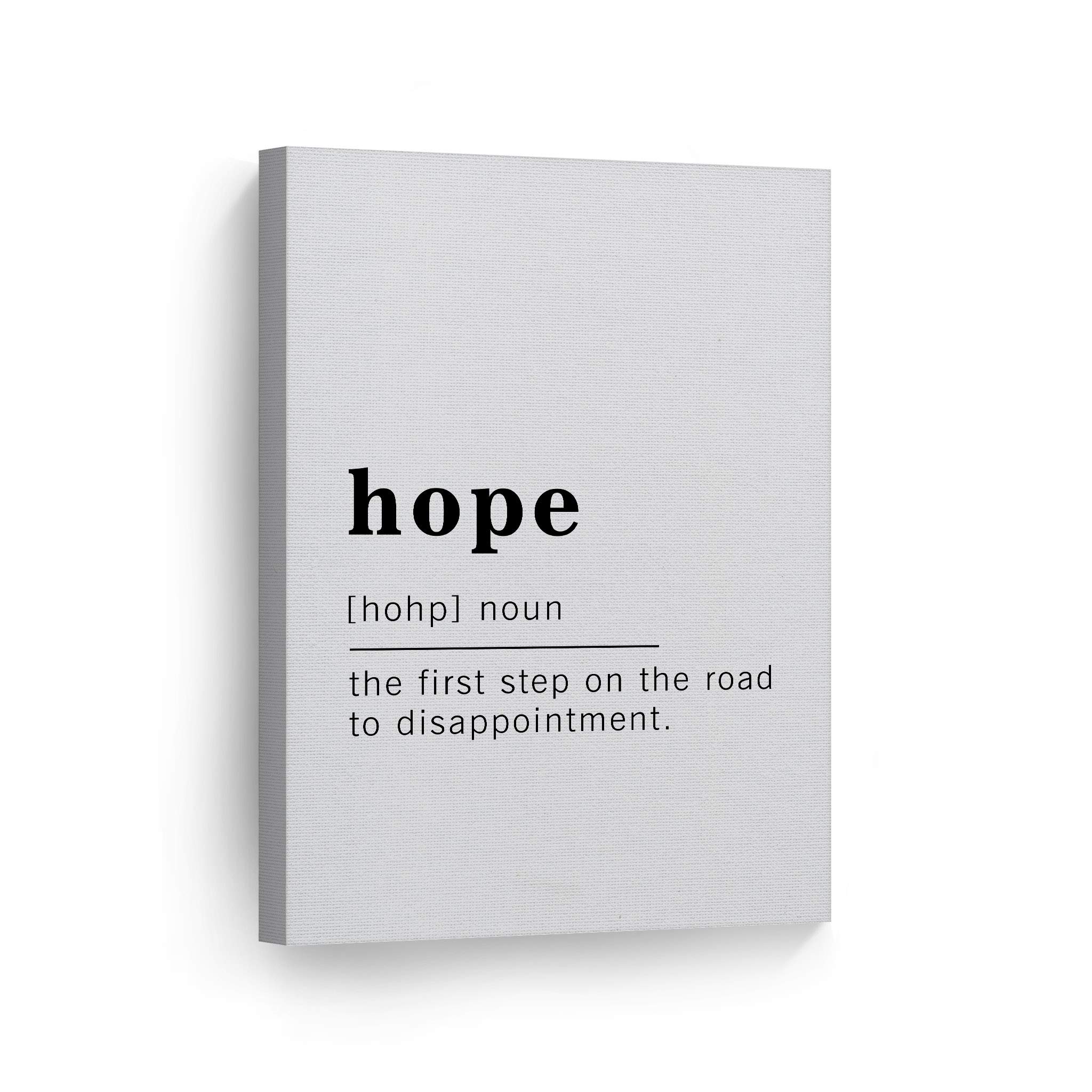 Funny Noun Dictionary Definition of Hope Canvas Print - Inspirational Quote Wall Art for Office, Living Room, Bedroom & Bathroom - Ready to Hang Home Decor (36x24 inches, Made in USA) - Perfect for Gifts, Housewarming & Motivational Spaces