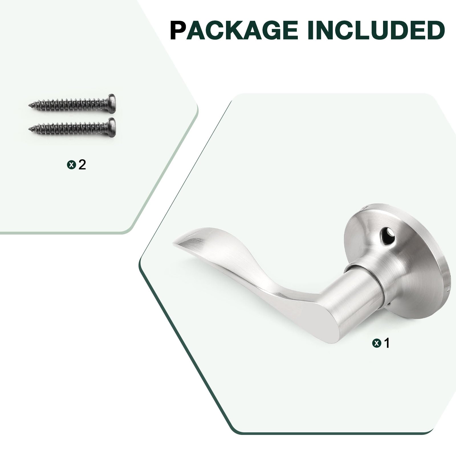 GobeKor 6 Pack Brushed Nickel Half Dummy Lever Door Handles - Left-Handed Non-Turning Interior Door Locks for Closet & French Doors - Perfect for Bedrooms, Bathrooms, and Home Office Spaces
