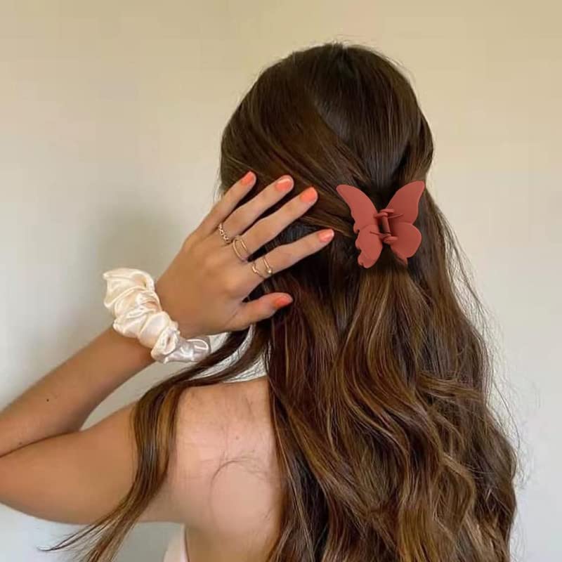 Butterfly Hair Clips for Women & Girls - 4 Pack 2.36 Inch Hair Claws for Thick & Medium Hair - Cute Butterfly Hair Accessories for Ponytails, Buns & Everyday Styling