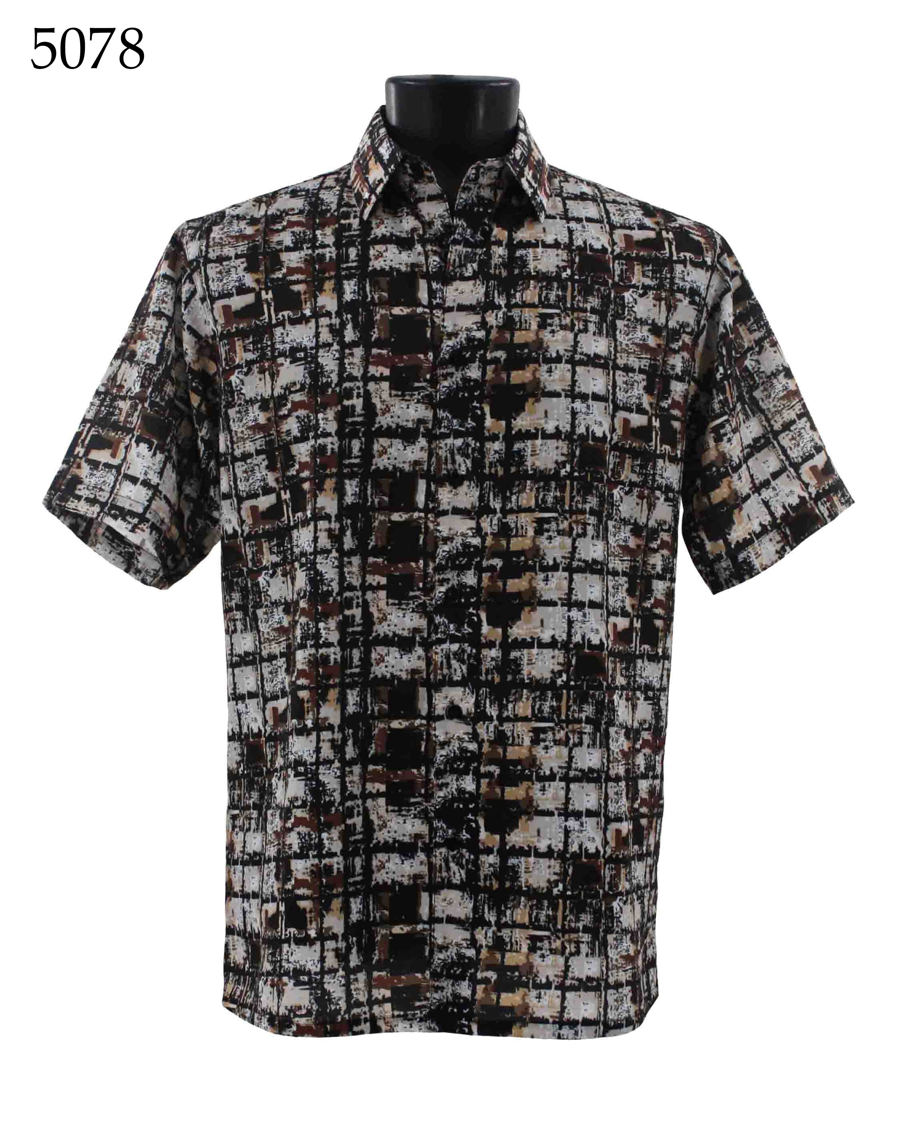 Bassiri Men's Short Sleeve Casual Shirt 5078 - Comfortable Cotton Button Down Shirt for Summer, Work, and Outdoor Activities
