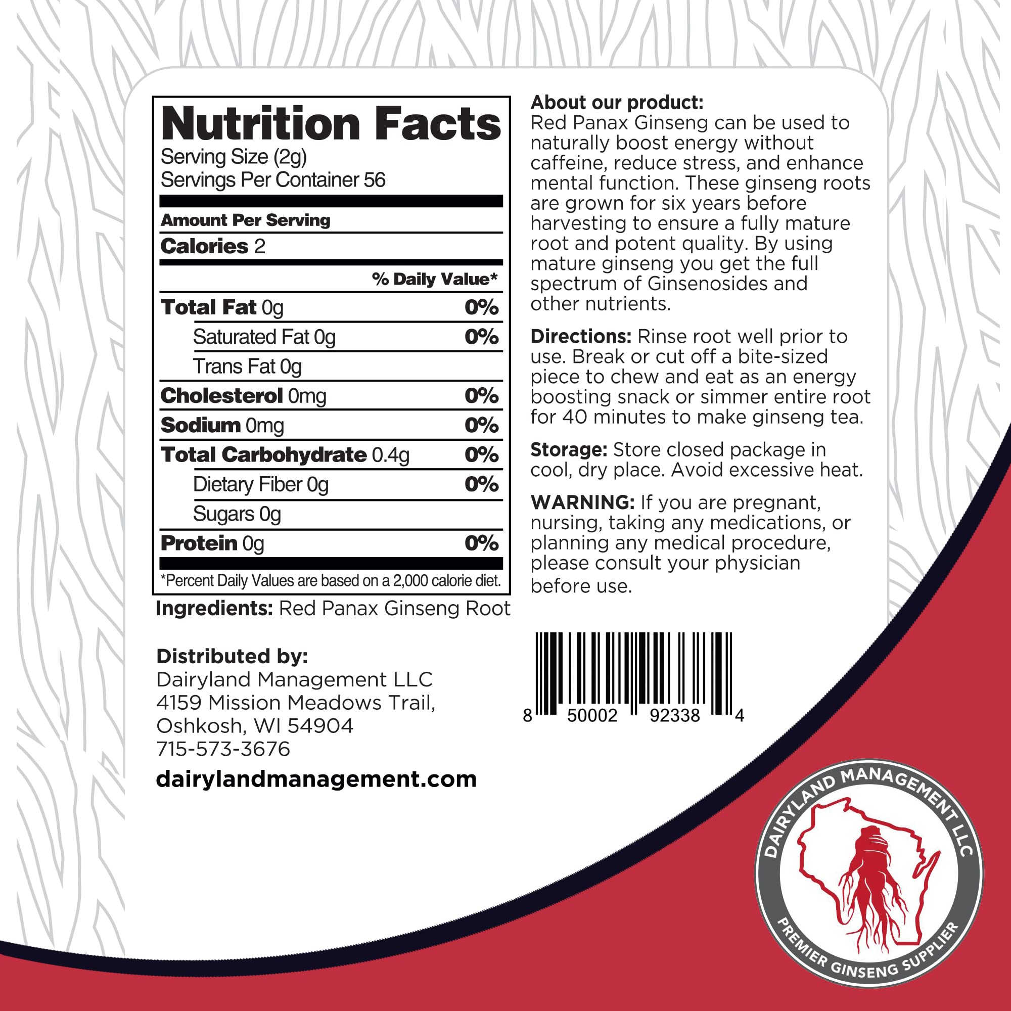 Korean Red Panax Ginseng Root - 4oz, Non-GMO, Gluten Free for Tea & Soup