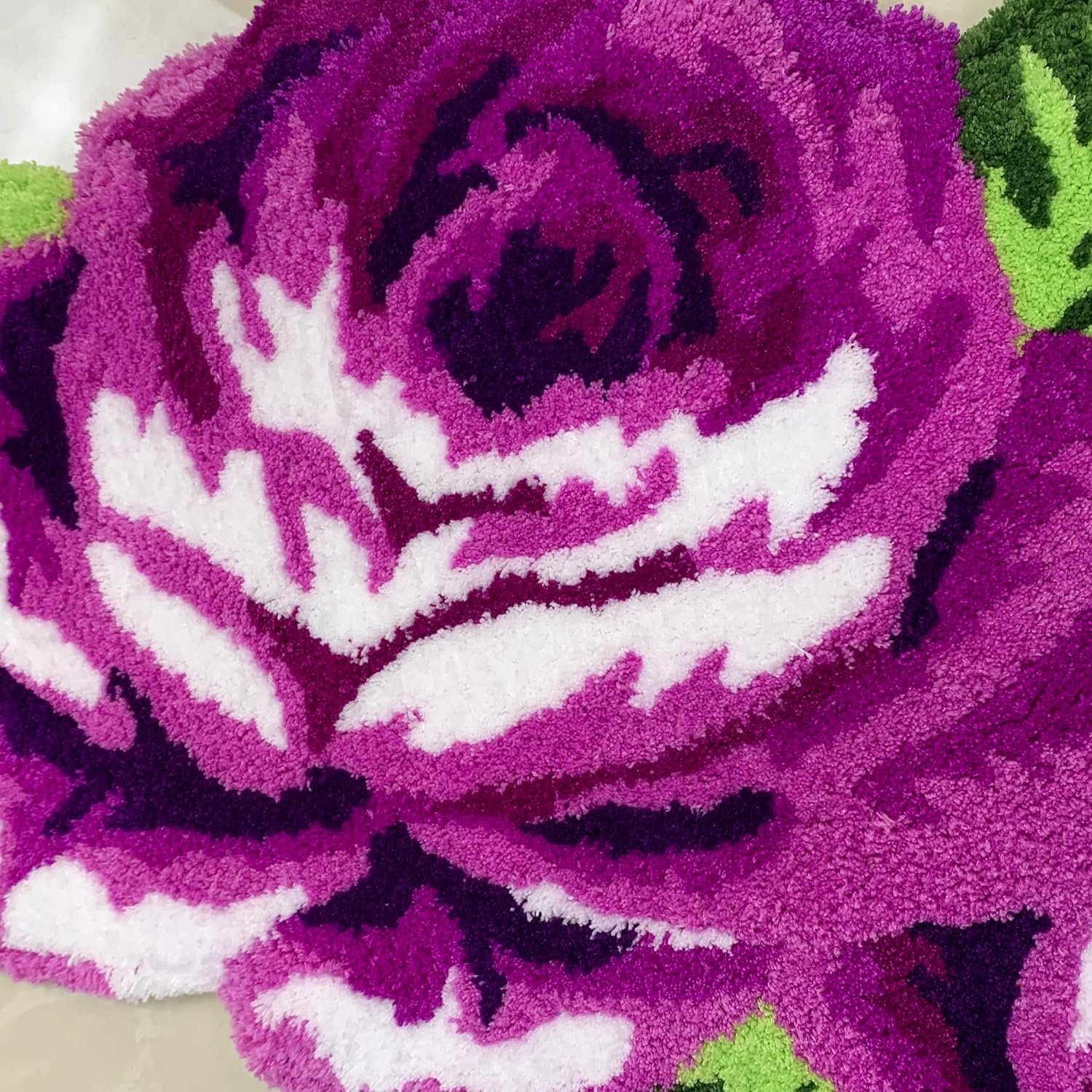 ABREEZE 4 Rose Handmade Floral Rug - Non-Slip Washable Modern Carpet in Blue & Purple | Perfect for Bedroom, Living Room Sofa & Bathroom Floor Decor
