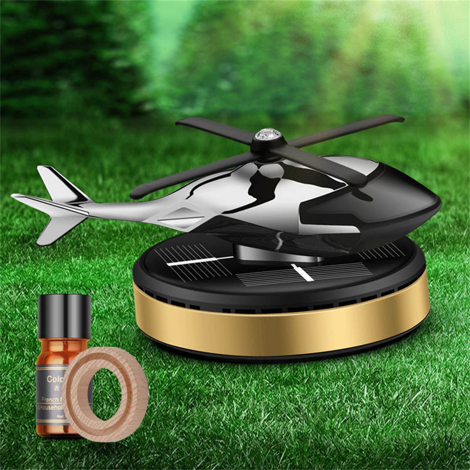 Solar Helicopter Car Air Freshener - Rotating Propeller Essential Oil Diffuser for Car & Home | Aromatherapy, Interior Decor, Gift Idea (Gold) | Perfect for Road Trips, Office Spaces & Relaxation