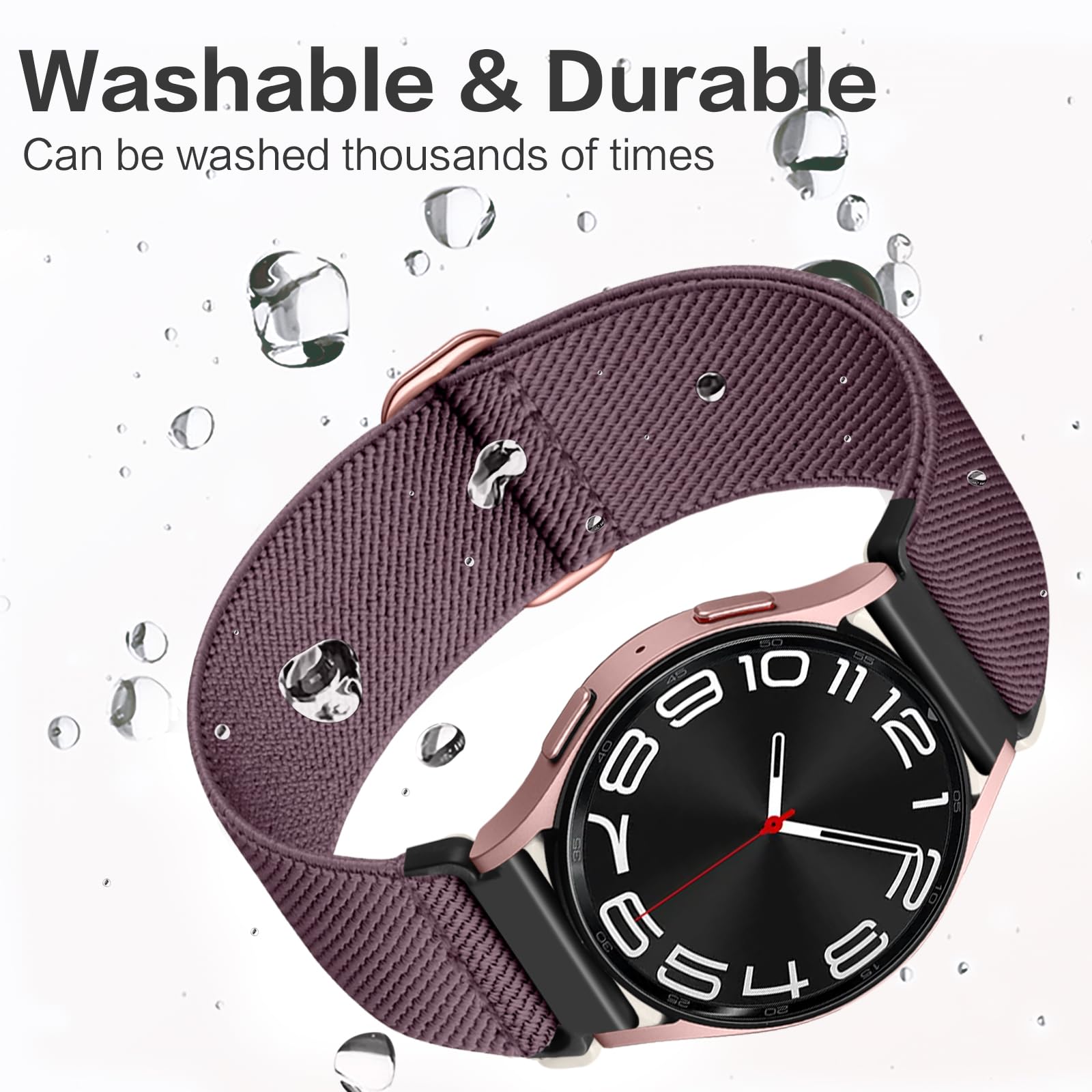 DaQin 4 Pack Stretchy Nylon Solo Loop Watch Bands - Compatible with Samsung Galaxy Watch 7/6/5/4/Classic/Active 2/5 Pro - 20mm Soft Adjustable Sport Strap for Workout, Running & Daily Wear