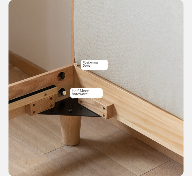 Solid Oak Wood Soft Bed Frame - Queen Size, Natural Wood Finish - Perfect for Master Bedrooms, Guest Rooms & Cozy Home Decor