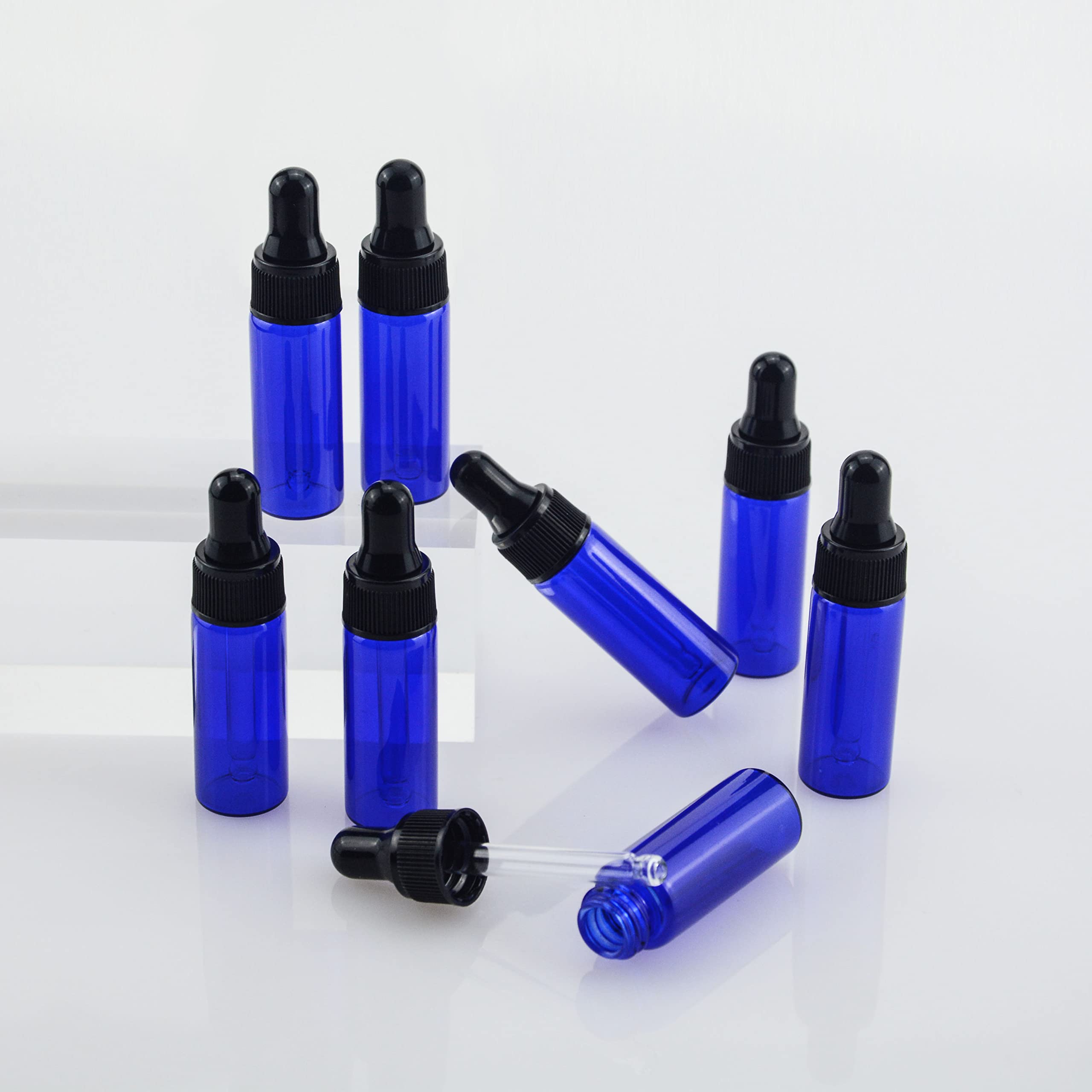 22 PCS 5ml Blue Glass Dropper Bottles for Essential Oils, Perfume, Lotion & DIY Samples - Small Empty Vials with Glass Eye Droppers - Perfect for Aromatherapy, Travel & Gift Packaging