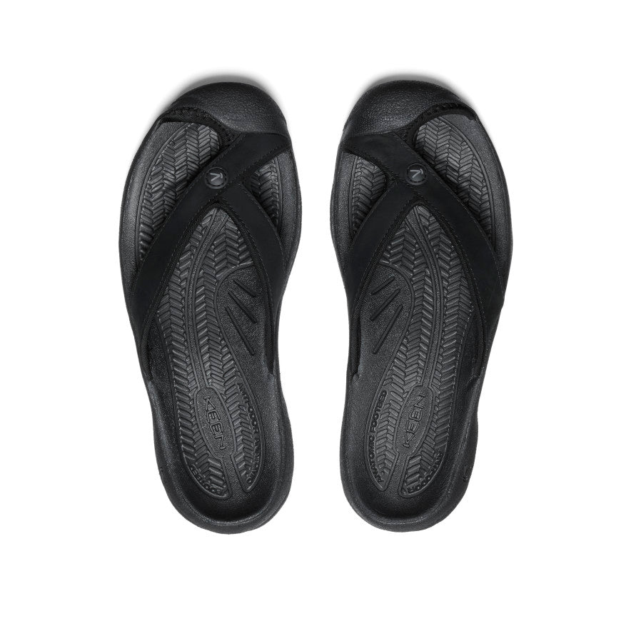Women's Waimea Leather Flip Flops - Black/Black | Comfortable & Stylish Sandals for Beach, Pool & Summer Outfits
