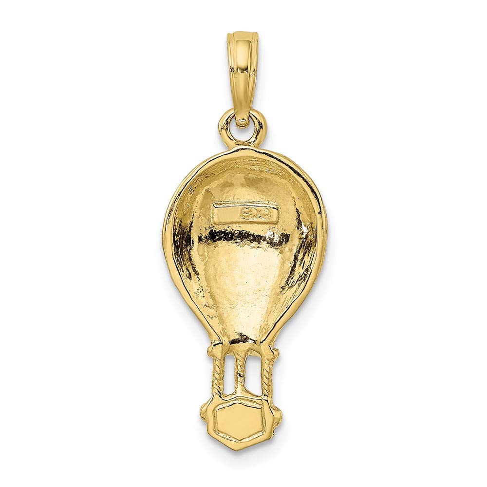10K Yellow Gold Polished Hot Air Balloon Pendant Necklace - Elegant Jewelry Gift for Women, Birthday, Anniversary & Travel Lovers