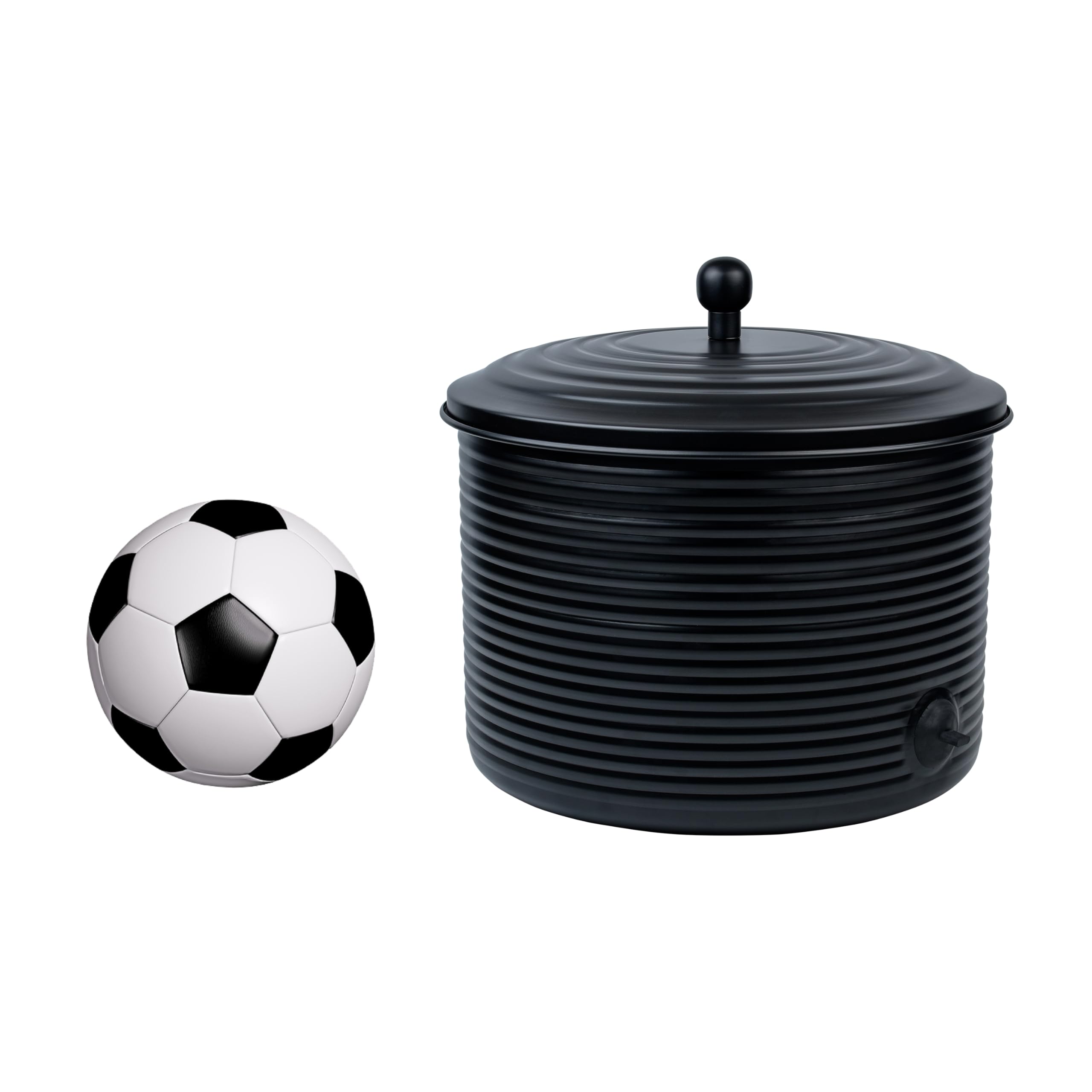 Antique Ribbed Metal Garden Hose Holder Storage Pot with Lid - Expandable Water Hose Container for Outdoor or Indoor Use - Holds Up to 125 ft Hose - Perfect for Yard, Patio, Garage & Garden Organization