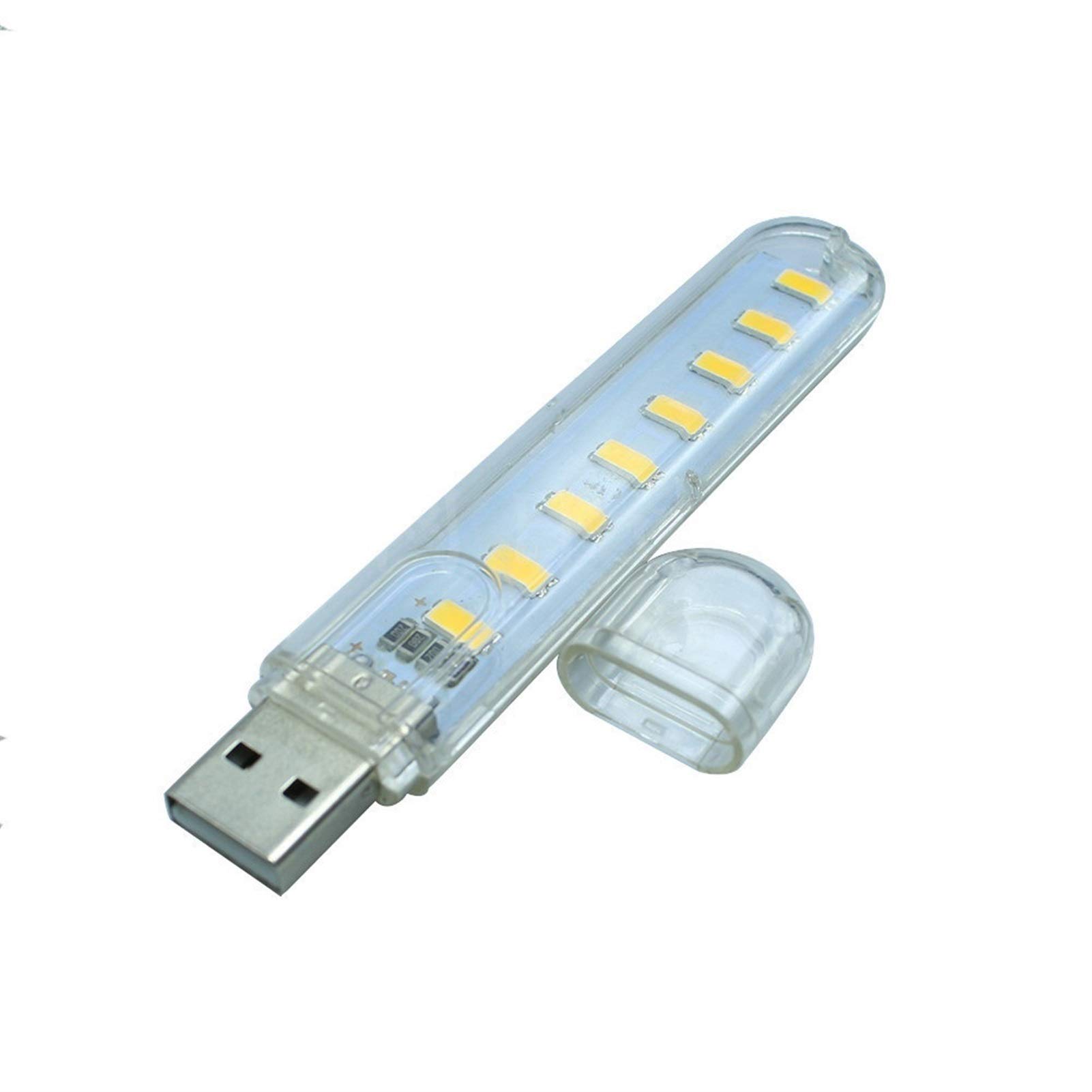 Mini LED USB Keychain Light - 8 LED 5730 SMD, Cool White, 2-Pack - Perfect for Laptop, Emergency Lighting, Home Decor & Night Reading