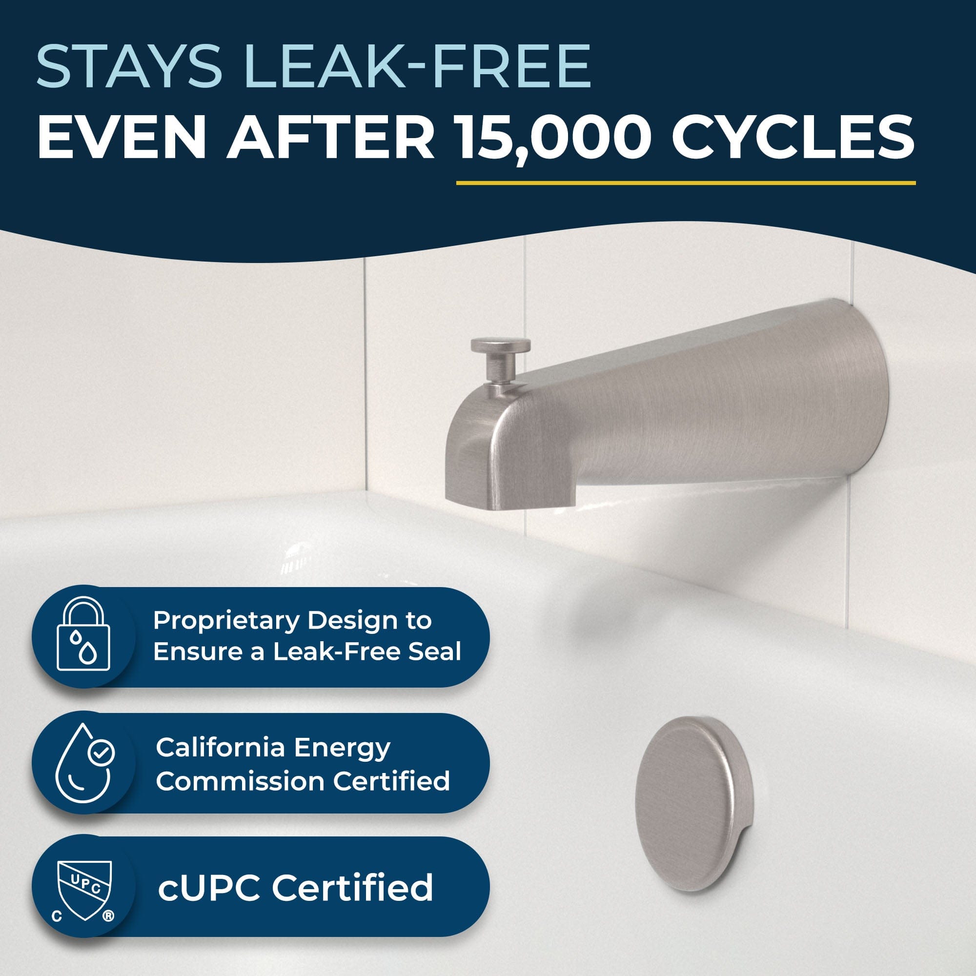 All Metal Tub Spout with Built-In Diverter - Premium Bathroom Faucet for Bathtub - Perfect for Home Renovation & Bathroom Upgrades