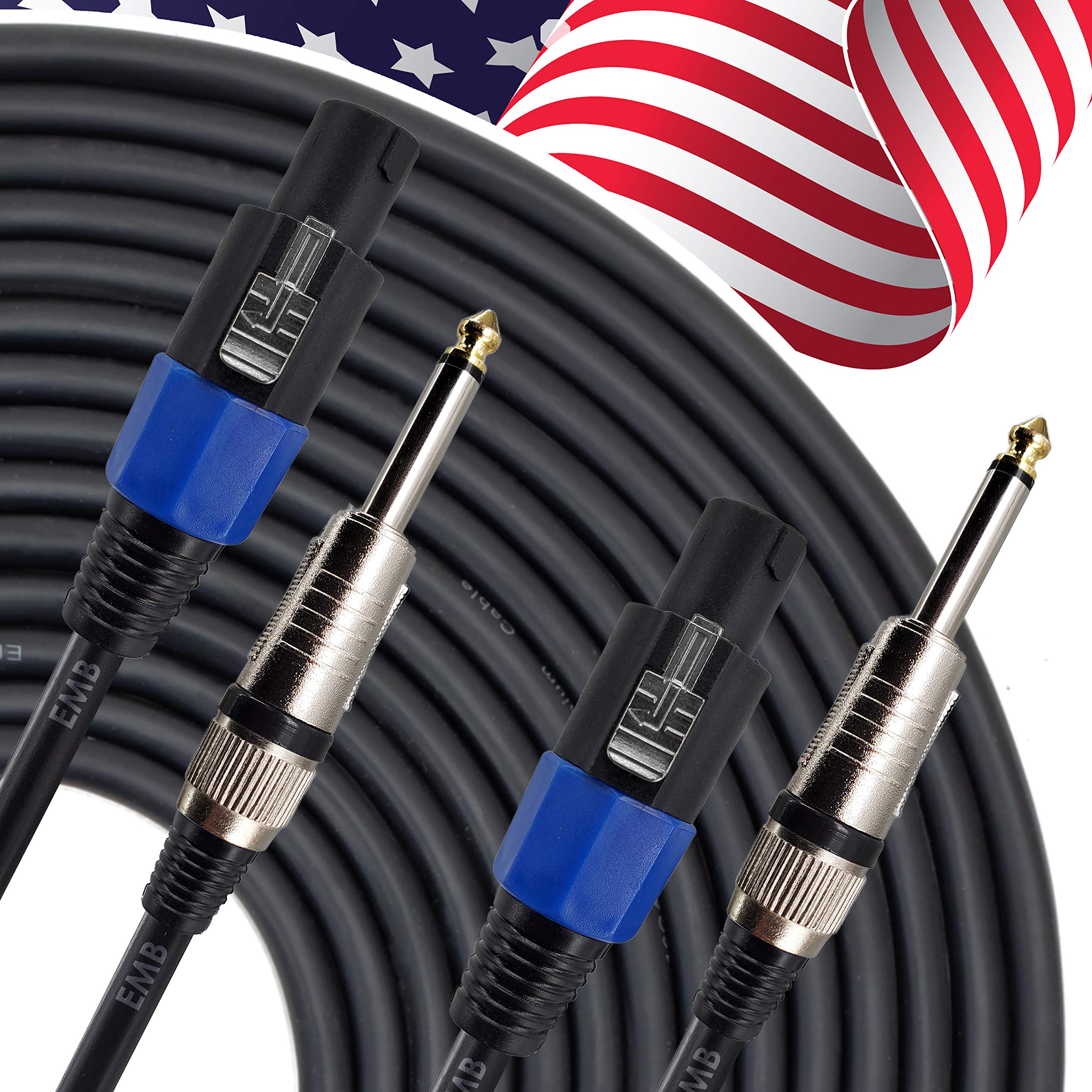 EMB Audio Professional Speaker Cable - 100FT 16GA Speakon to 1/4