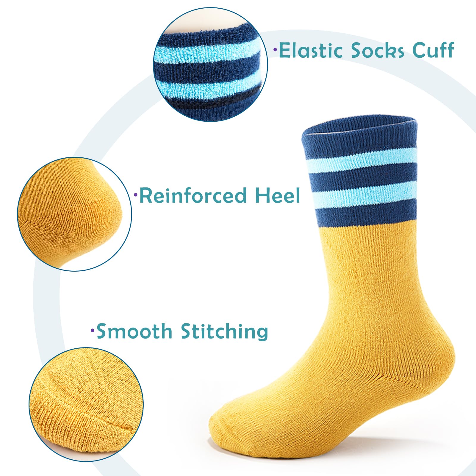 Moon Tree Boys Thick Cotton Thermal Socks for Kids - Warm Winter Crew Socks for Boys, Cold Weather & Outdoor Activities
