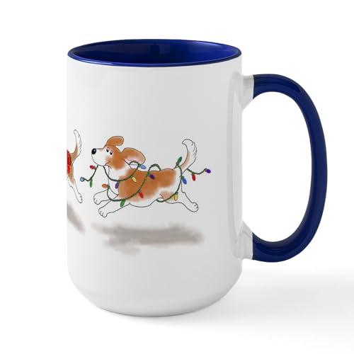White/Navy Inside - Holiday Beagle Large Mug