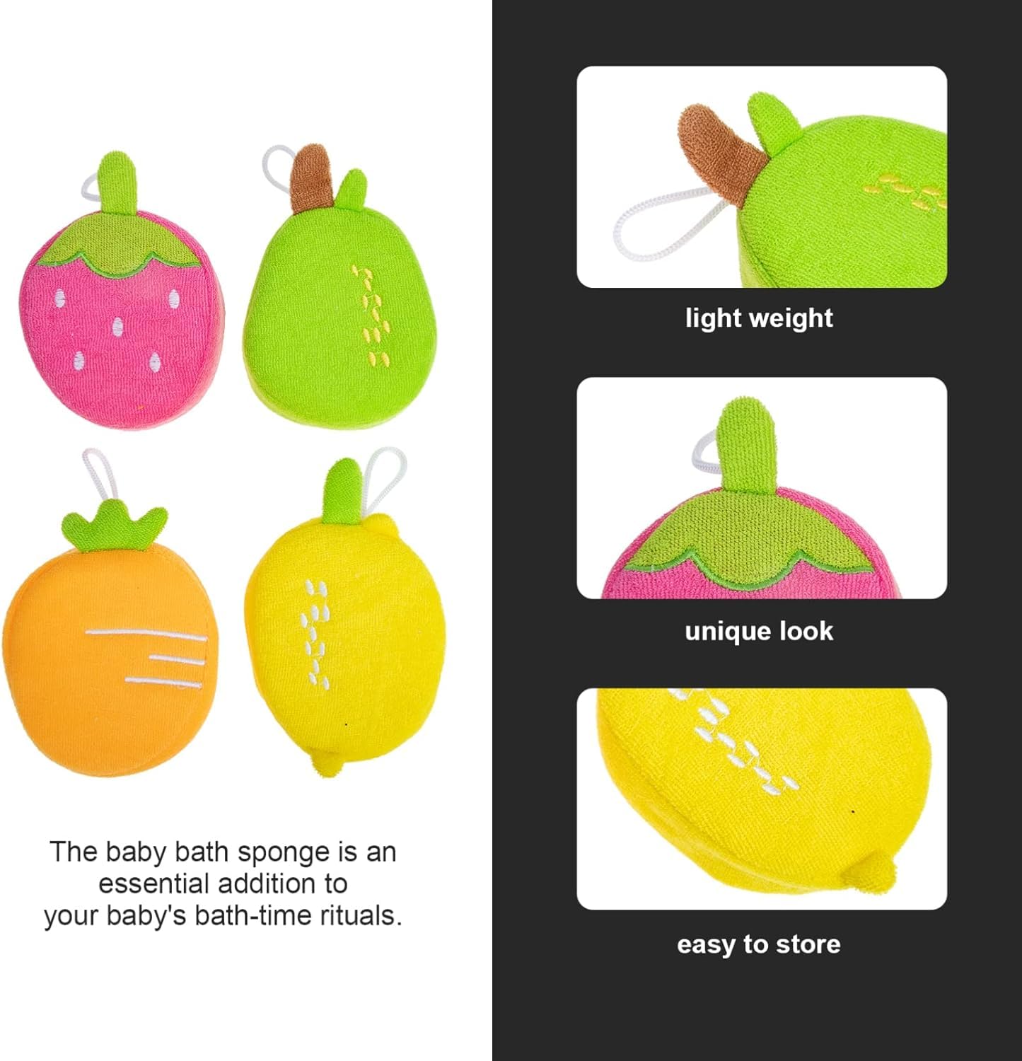 Baby Station Baby Fresh & Fruity Multicolored Bath Sponge Set - 2 Pack | Soft & Safe Wash Sponges for Newborns & Toddlers | Gentle Bath Time & Skin Care Essentials