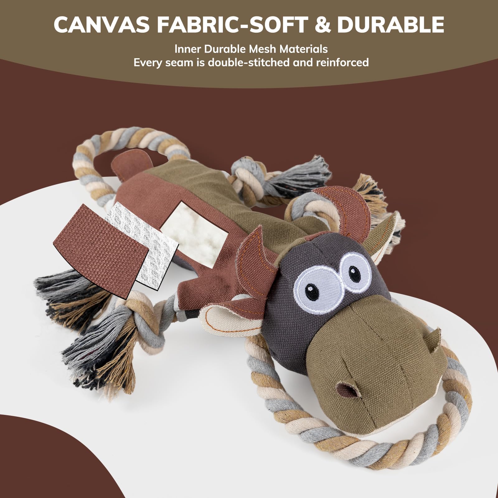 Large Dog Squeaky Toys - Durable Giraffe Tug of War Plush with Crinkled Paper, Interactive Stuffed Animal for Puppies & Big Breeds, Perfect for Indoor Play & Outdoor Training