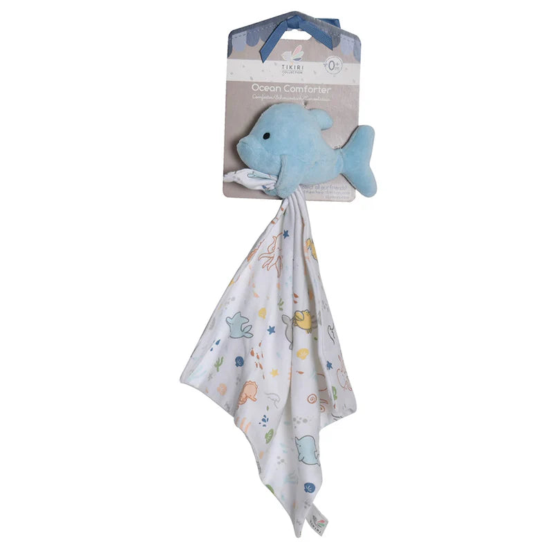 Tikiri Ocean Organic Comforter - Soft & Hypoallergenic Dolphin Print Bedding Set for Kids & Adults - Perfect for Nursery, Bedroom Decor & Cozy Sleep