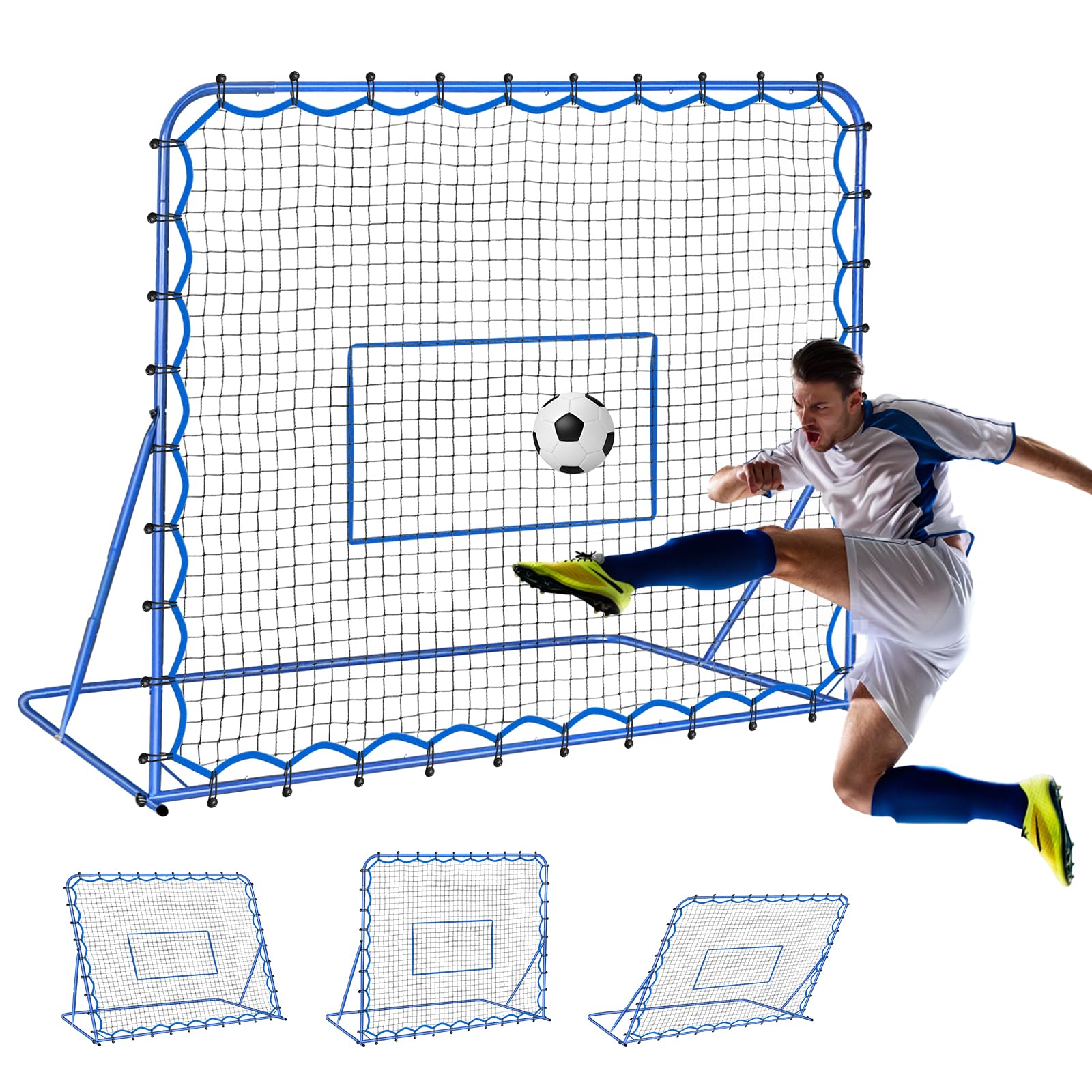 Adjustable Soccer Rebounder Net - Quick-Switch Angle Training for Ball Control & Passing Practice | Portable Soccer Training Equipment for Kids, Teens & Adults | Perfect for Backyard Drills, Team Practice & Solo Training