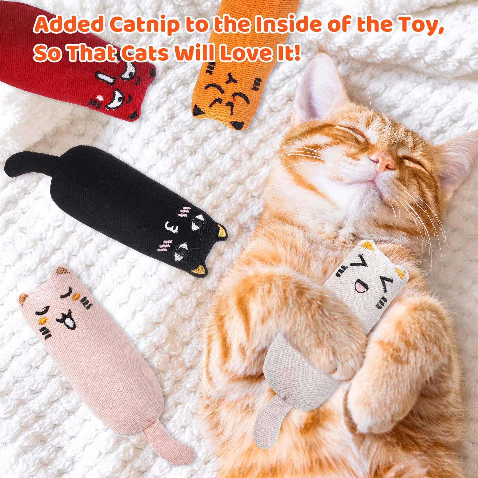 5PCS Catnip Chew Toys for Kittens - Natural Cat Pillow Toys with Catnip, Cartoon Teething Chew Toys for Small Cats | Perfect for Playtime, Training & Dental Health