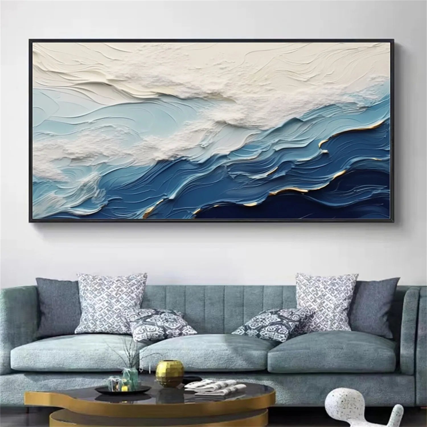 Ocean and Sky Painting #OS 174 - Handmade Seascape Wall Art for Living Room, Bedroom & Office Decor
