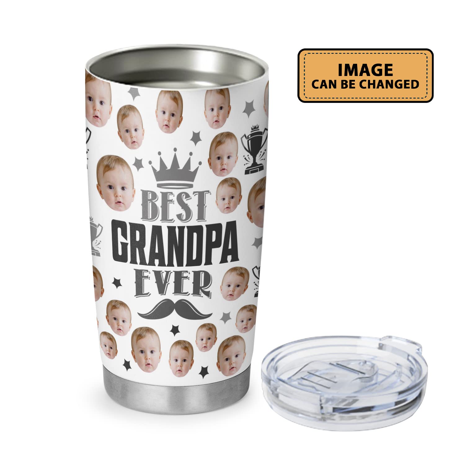 Best Grandpa Ever Mug - Personalized Stainless Steel Tumbler 20oz | Custom Engraved First Time Grandpa Gift for Christmas, Birthday & Father's Day | Insulated Cup for Hot/Cold Drinks - Perfect Gift from Grandkids