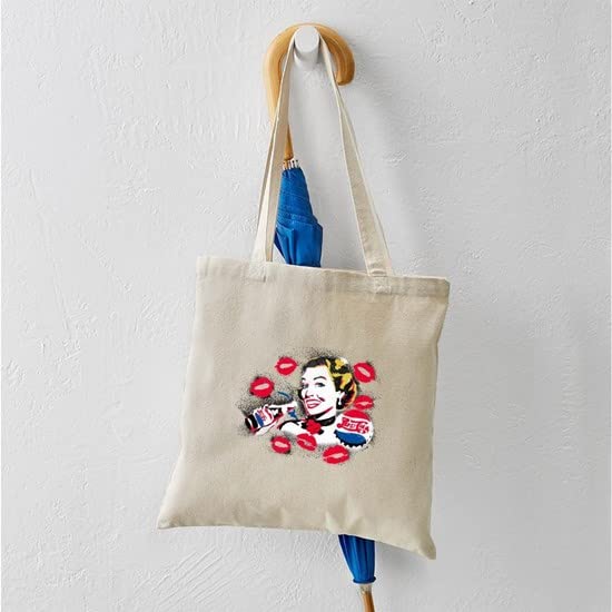 Pepsi Woman Tote Bag - Natural Canvas Reusable Shopping Bag for Women | Eco-Friendly Grocery Bag, Beach Tote & Work Commute