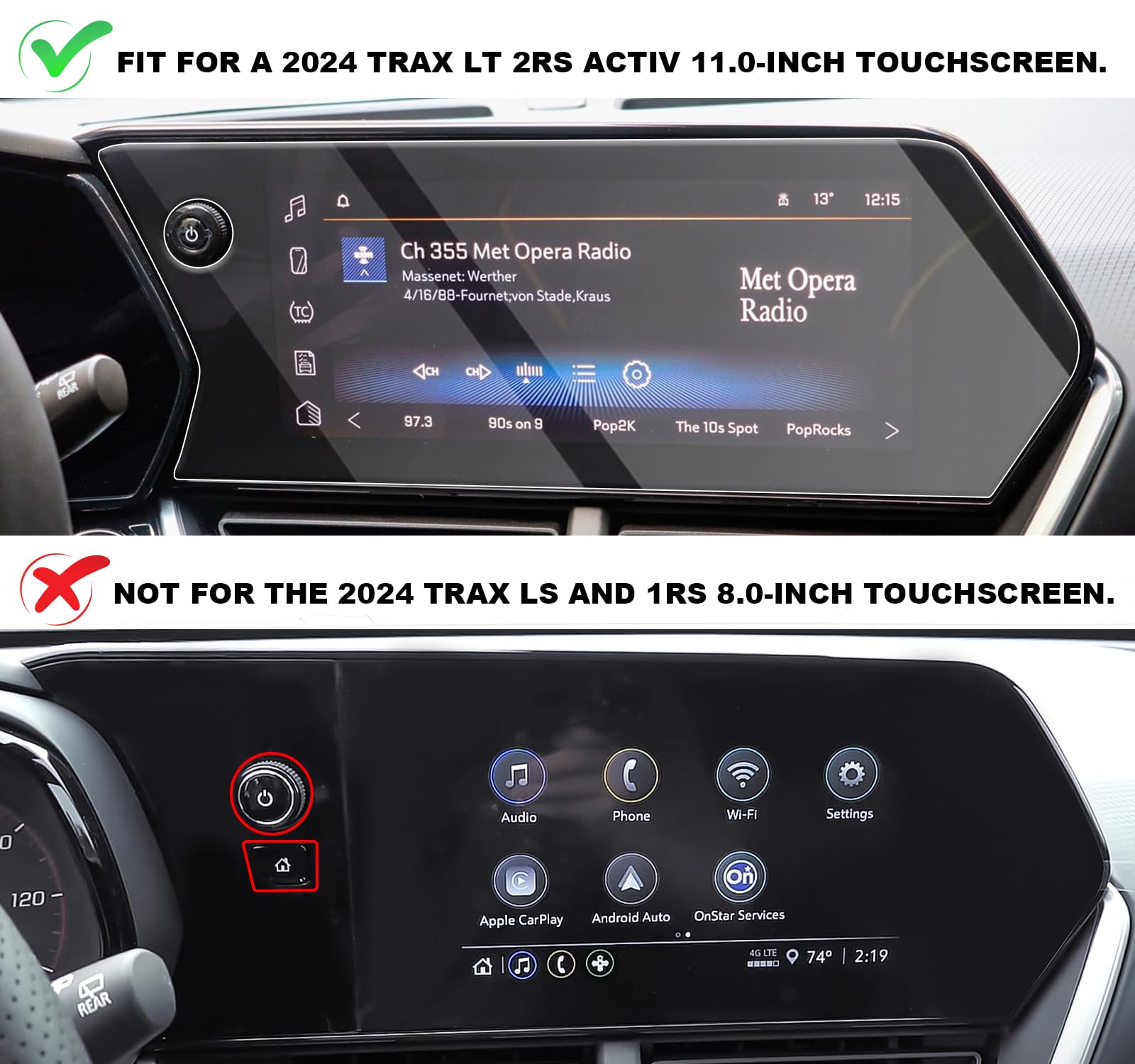 2024-2025 Chevy Trax & Trailblazer 11in Tempered Glass Screen Protector - for LT/2RS/ACTIV Models (Not LS/1RS) - Scratch & Impact Protection