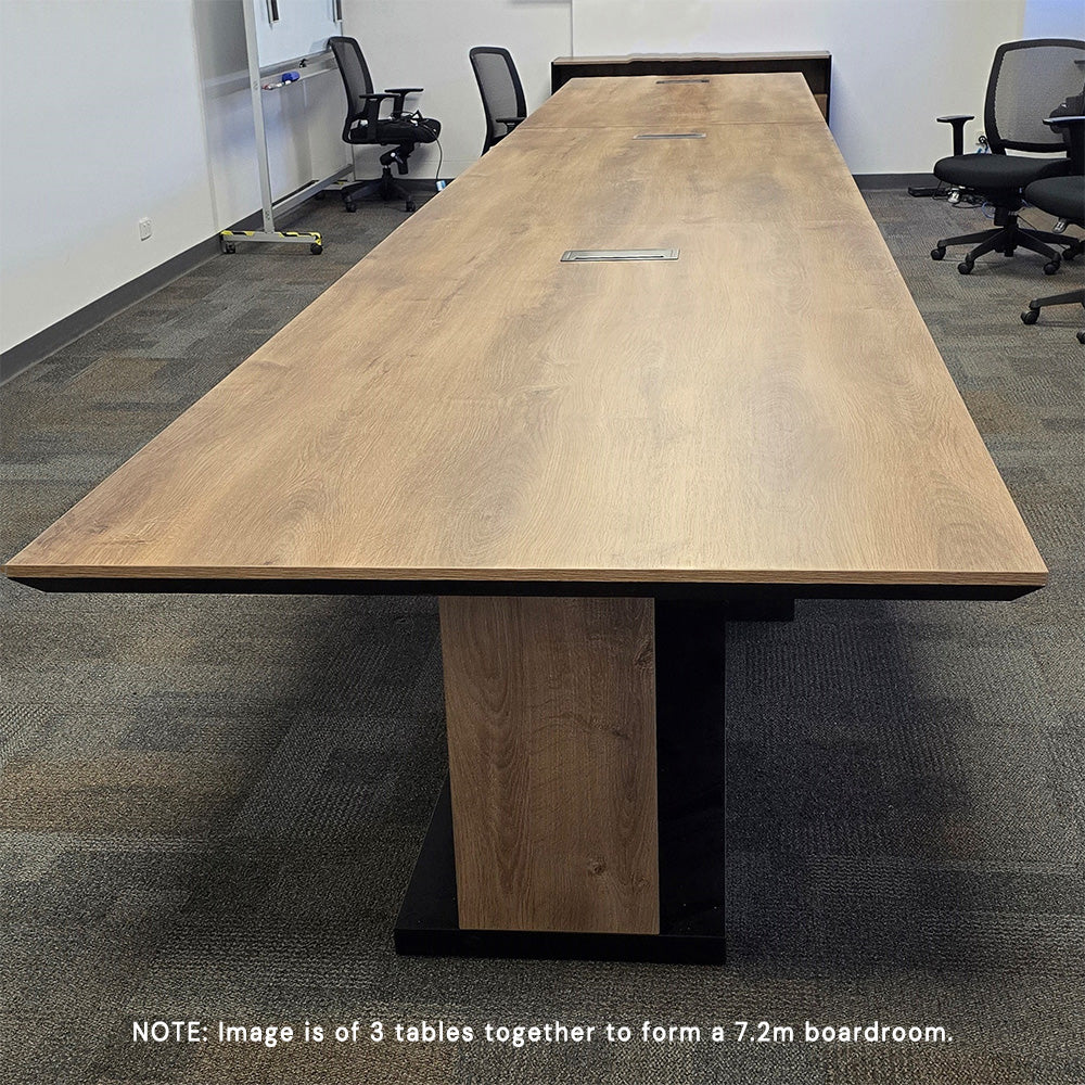 Premium ZEA Boardroom Conference Table 2.4M (8ft) - Warm Oak & Black Finish - Ideal for Office Meetings, Corporate Presentations & Executive Workspaces