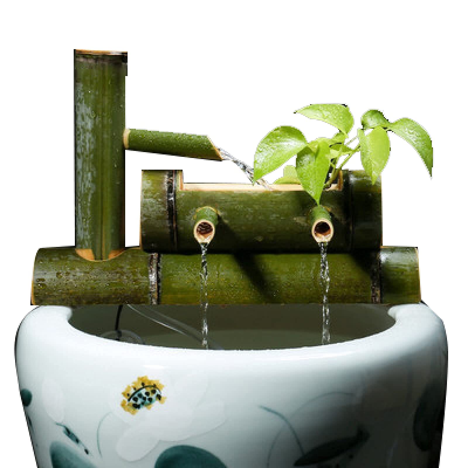 Solar Powered Bamboo Water Fountain - Outdoor Garden Decor, Indoor Fish Tank & Living Room Humidifier with Lucky Wind Water Wheel for Relaxation & Feng Shui