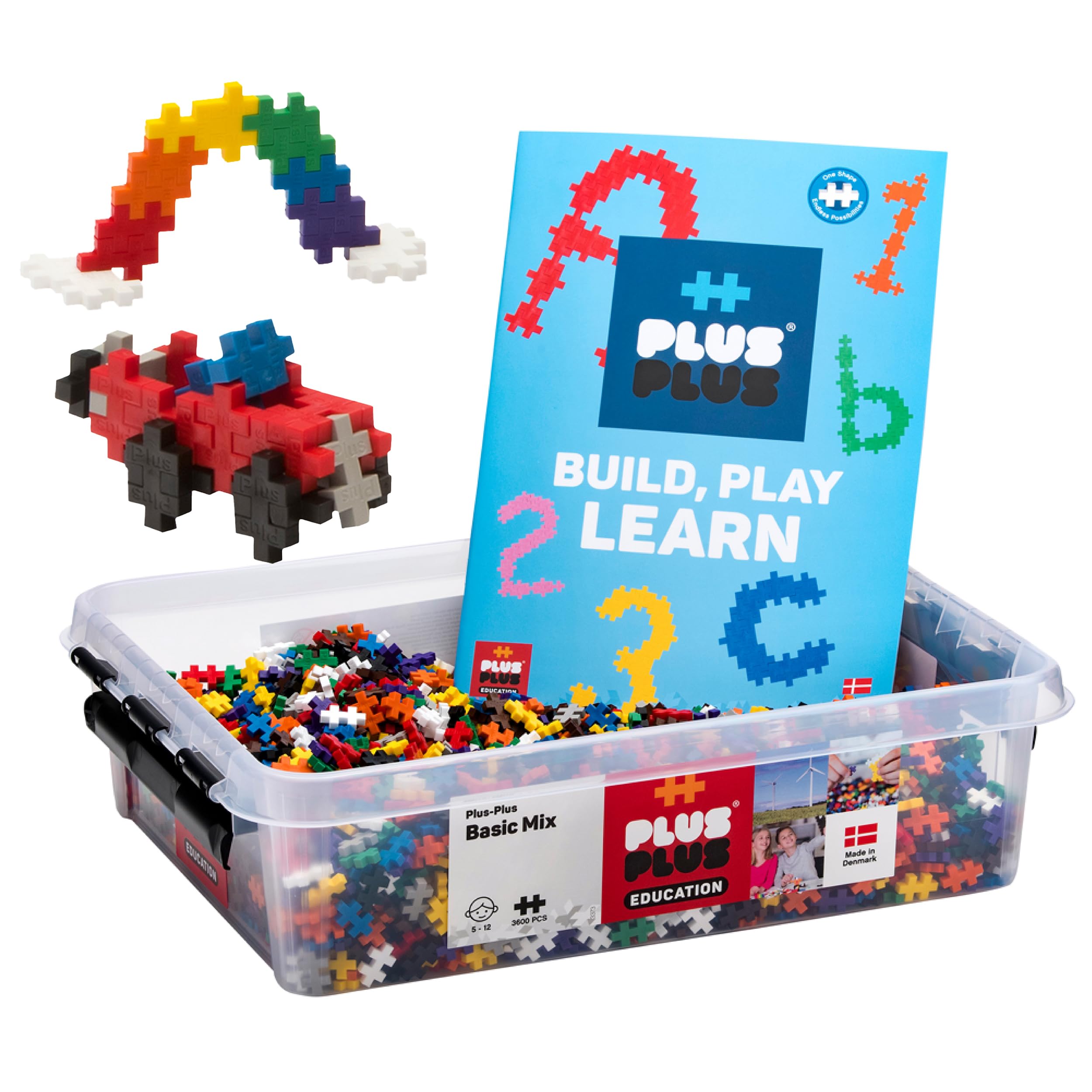 PLUS PLUS Open Play Building Set - 3,600 Piece STEM Construction Toy with Storage Tub | Basic Color Mix Interlocking Puzzle Blocks for Kids | Creative Learning & Educational Play | Perfect for Classroom, Birthday Gifts & Family Bonding Activities