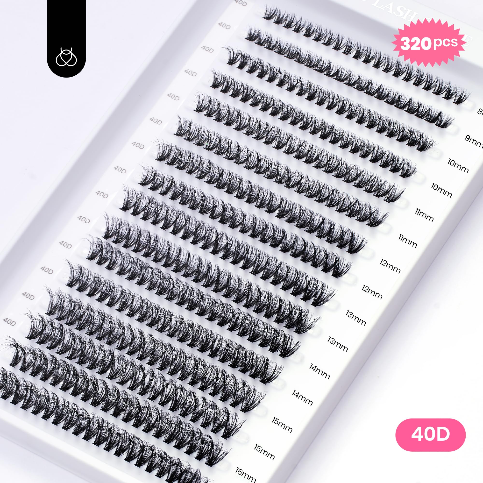 Beetles 320pcs 40D False Eyelash Clusters - D Curl 8-16mm Individual Lashes with Tweezer, 3D Natural Wispy Eyelash Extensions for Volume & Length | Perfect for Daily Wear, Special Occasions & Professional Makeup Artists (C027)