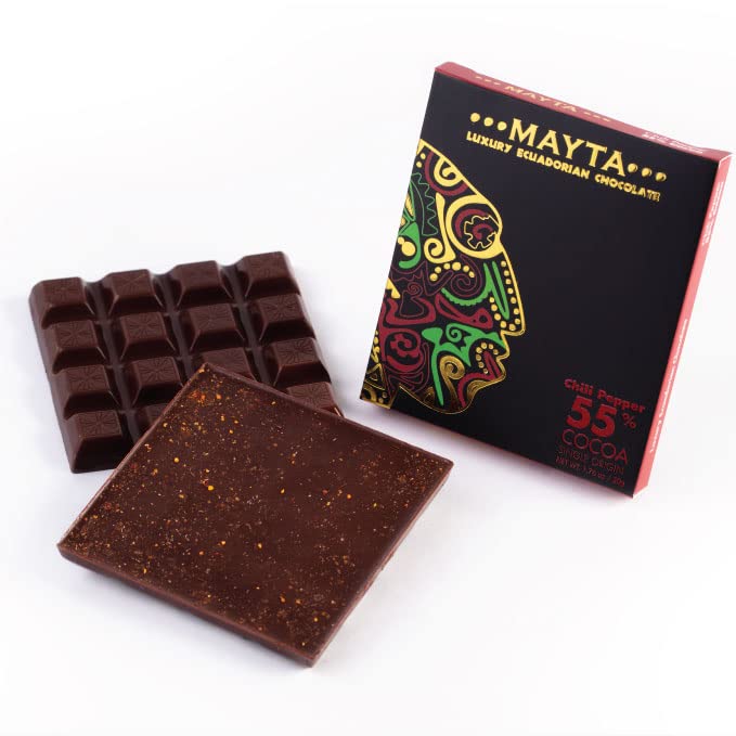 Mayta Gourmet Dark Chocolate Bars 55% Cacao with Chili & Exotic Fruits - Premium Ecuadorian Fine Aroma Cocoa - 12 Pack (50g Each, 600g Total) - Perfect for Gifts, Desserts & Gourmet Snacking