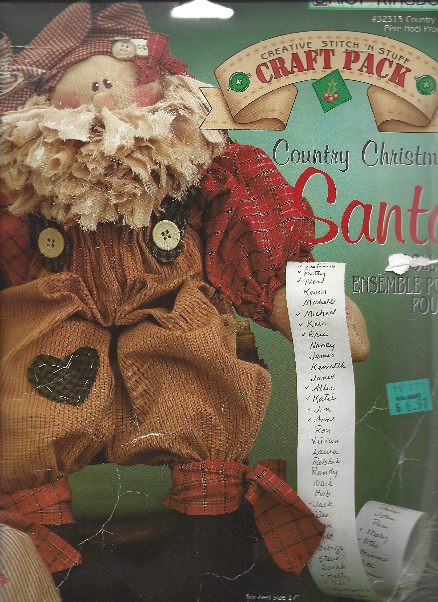 Daisy Kingdom Creative Stitch 'N Stuff Country Christmas Santa Plush Doll #32313 - Perfect Holiday Gift for Kids & Christmas Decorations