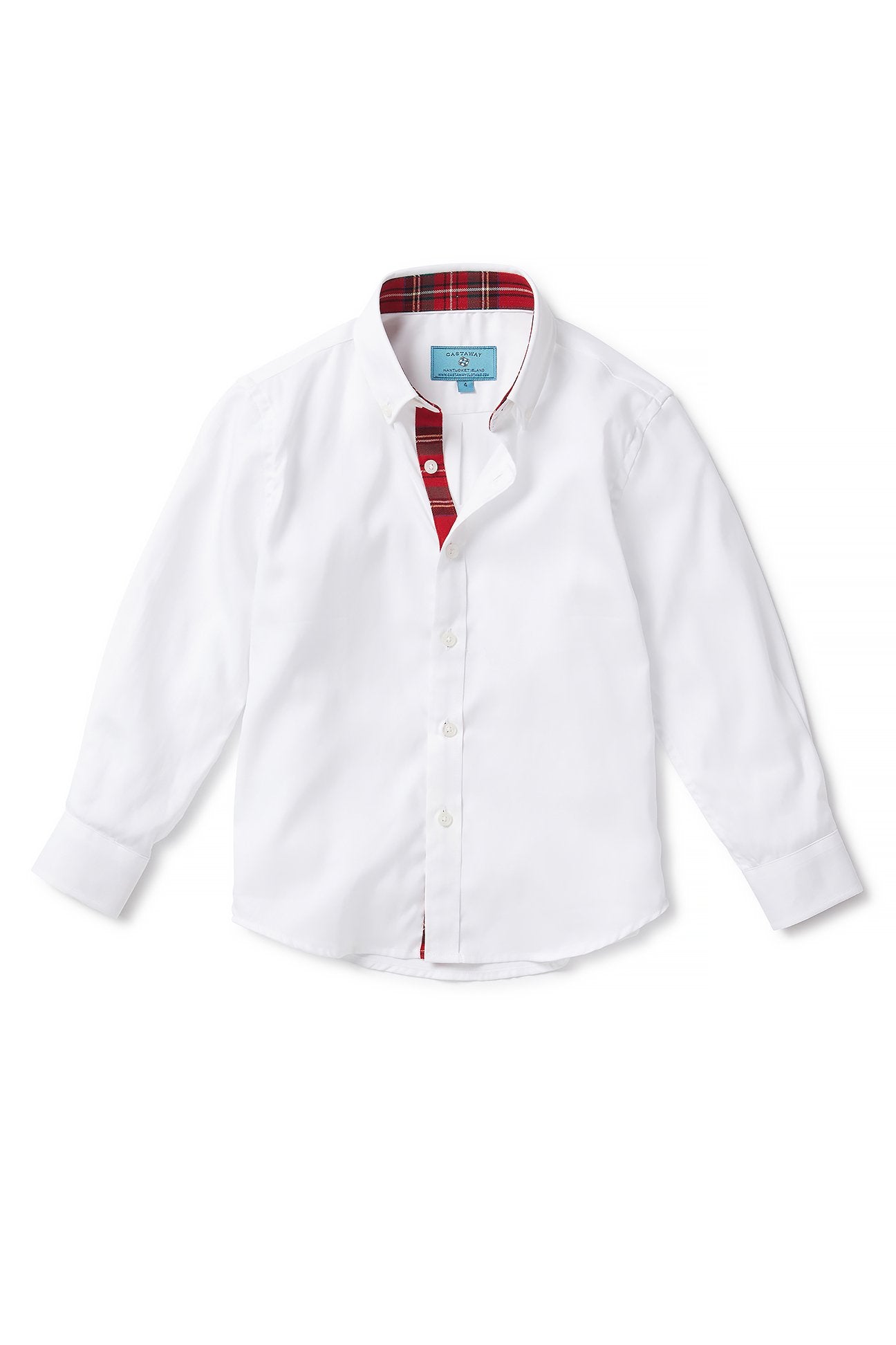 James White Oxford Shirt with Royal Stewart Trim - Classic Men's Dress Shirt for Business, Office & Formal Events