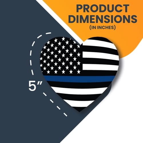 Thin Blue Line American Heart Magnet Decal - 2 Pack 5 Inch Heavy Duty Car Magnet for Truck, SUV - Support Police & Law Enforcement - Made in USA - Perfect for Showing Support on Vehicles, Fridges & Metal Surfaces
