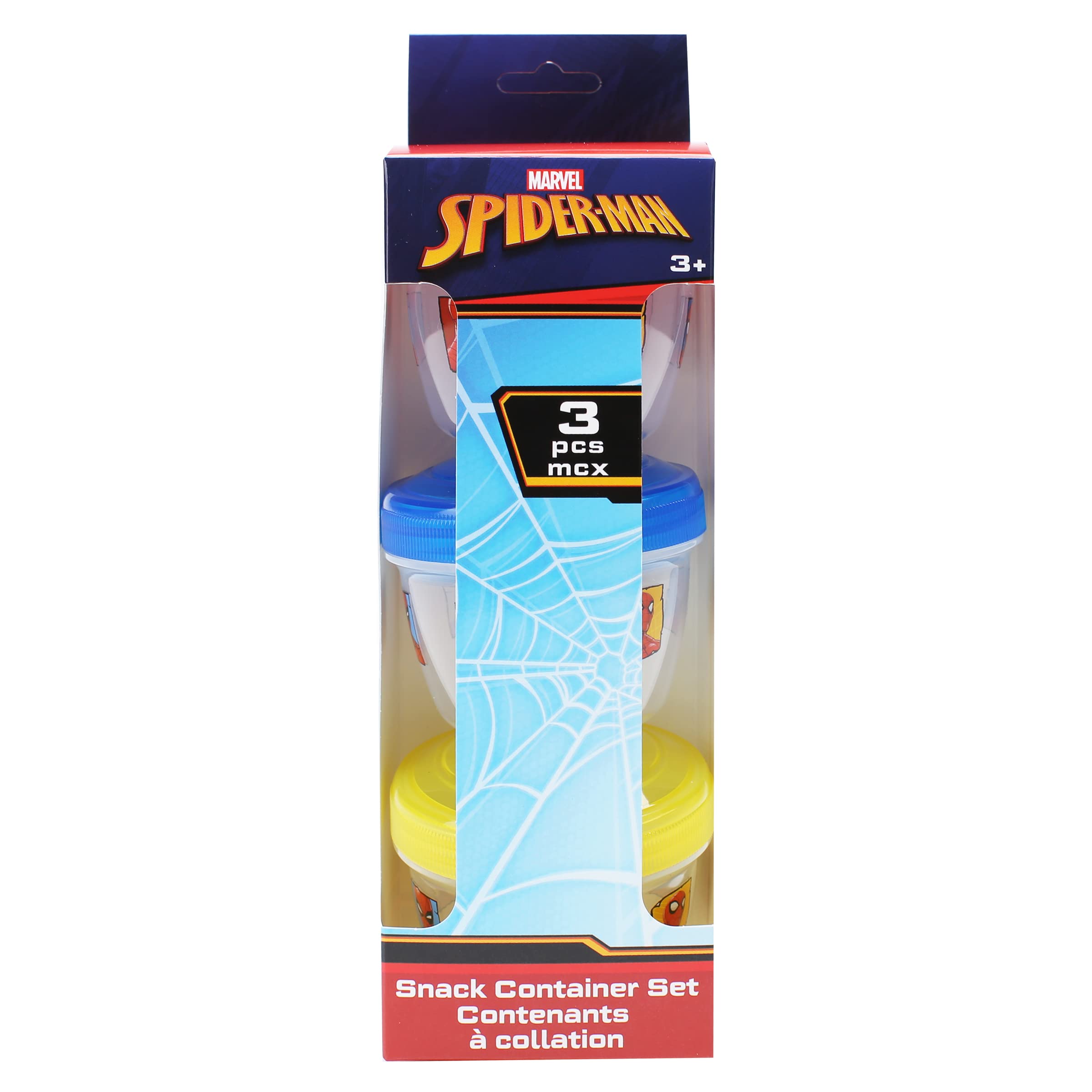 Spider-Man Kids Snack Containers - BPA Free Plastic Food Storage Boxes - 3 Pack with Secure Twist-Off Lids - Perfect for School Lunches, Picnics & On-the-Go Snacks