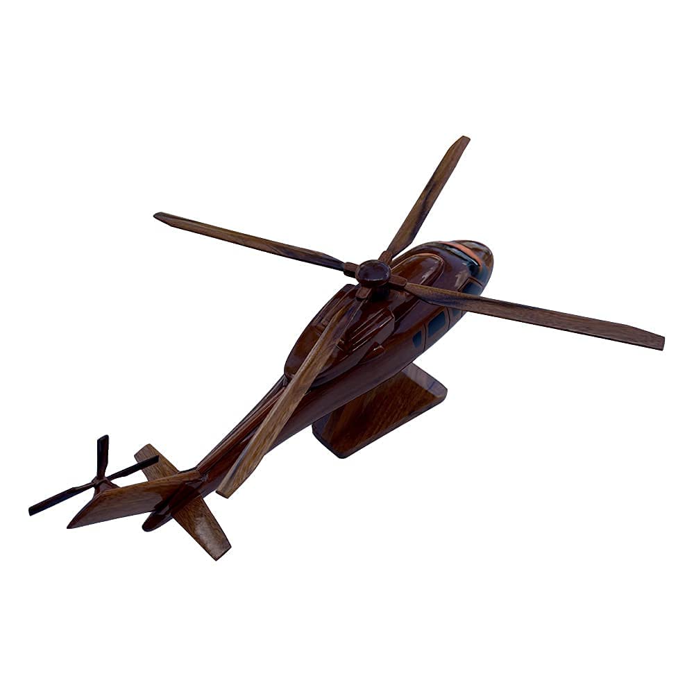 Sikorsky S-76 Mahogany Wood Desktop Helicopter Model - Collectible Aircraft Display for Office Desk, Home Decor & Aviation Enthusiasts