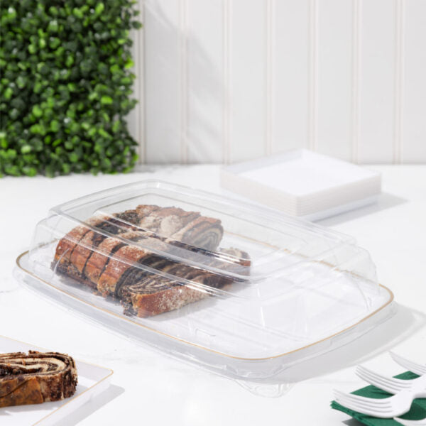 Organic Rectangle Dome Tray Lid - 1 Count | Eco-Friendly Food Cover for Parties, Catering & Meal Prep