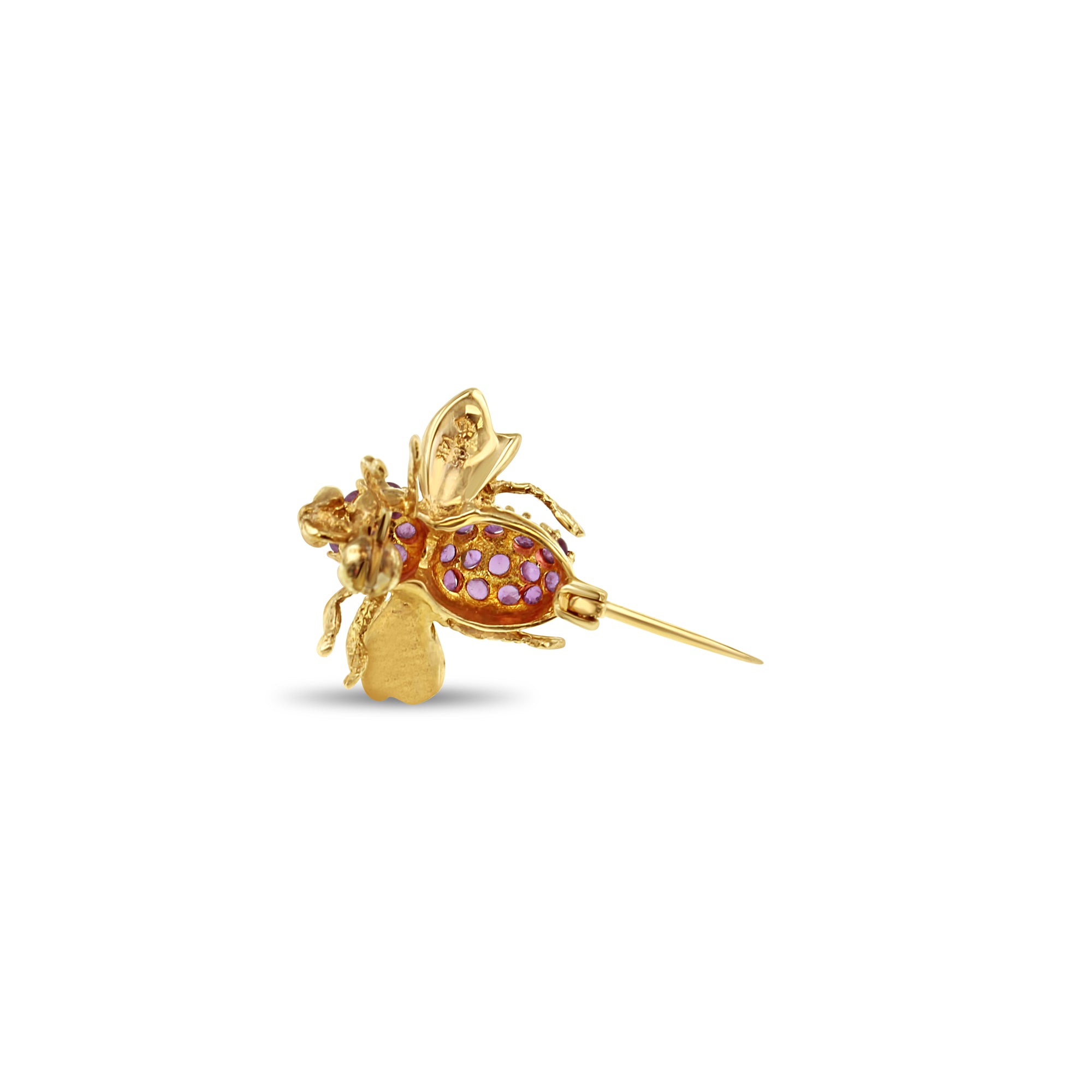 14K Yellow Gold Ruby Bumble Bee Brooch Pin - Elegant Jewelry Gift for Women, Perfect for Weddings, Parties & Special Occasions