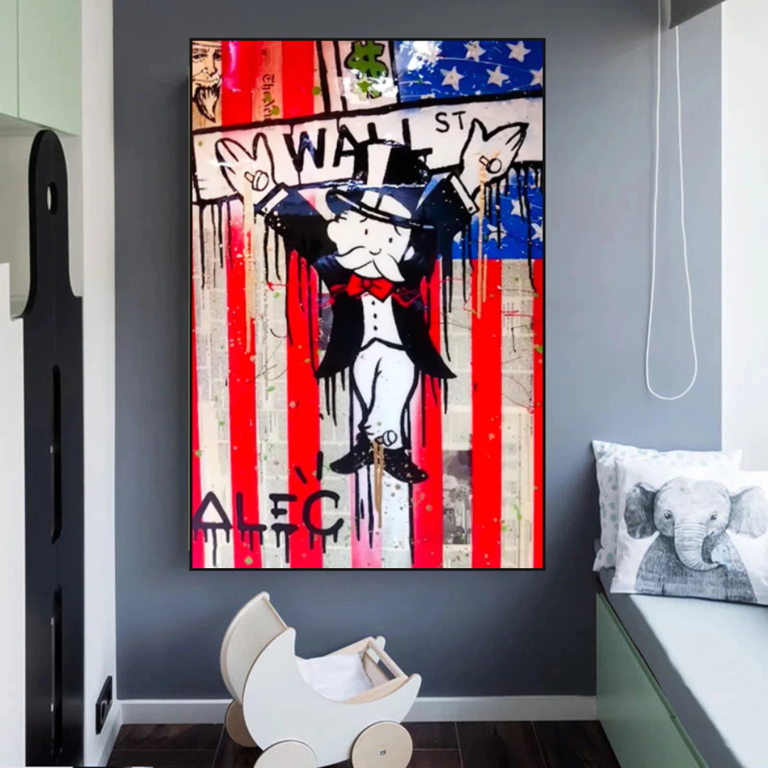 Alec Monopoly Millionaire Wall Street USA Canvas Wall Art - Modern Home Decor for Living Room, Office & Gallery