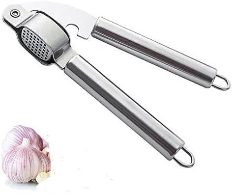 Premium Stainless Steel Heavy Duty Garlic Press - Professional Kitchen Tool for Easy Crushing, Durable & Easy to Clean - Perfect for Home Kitchens, Restaurants, and Meal Prep (Includes Non-Slip Grip) - Ideal for Italian Cooking, Garlic Bread, and Flavorful Recipes