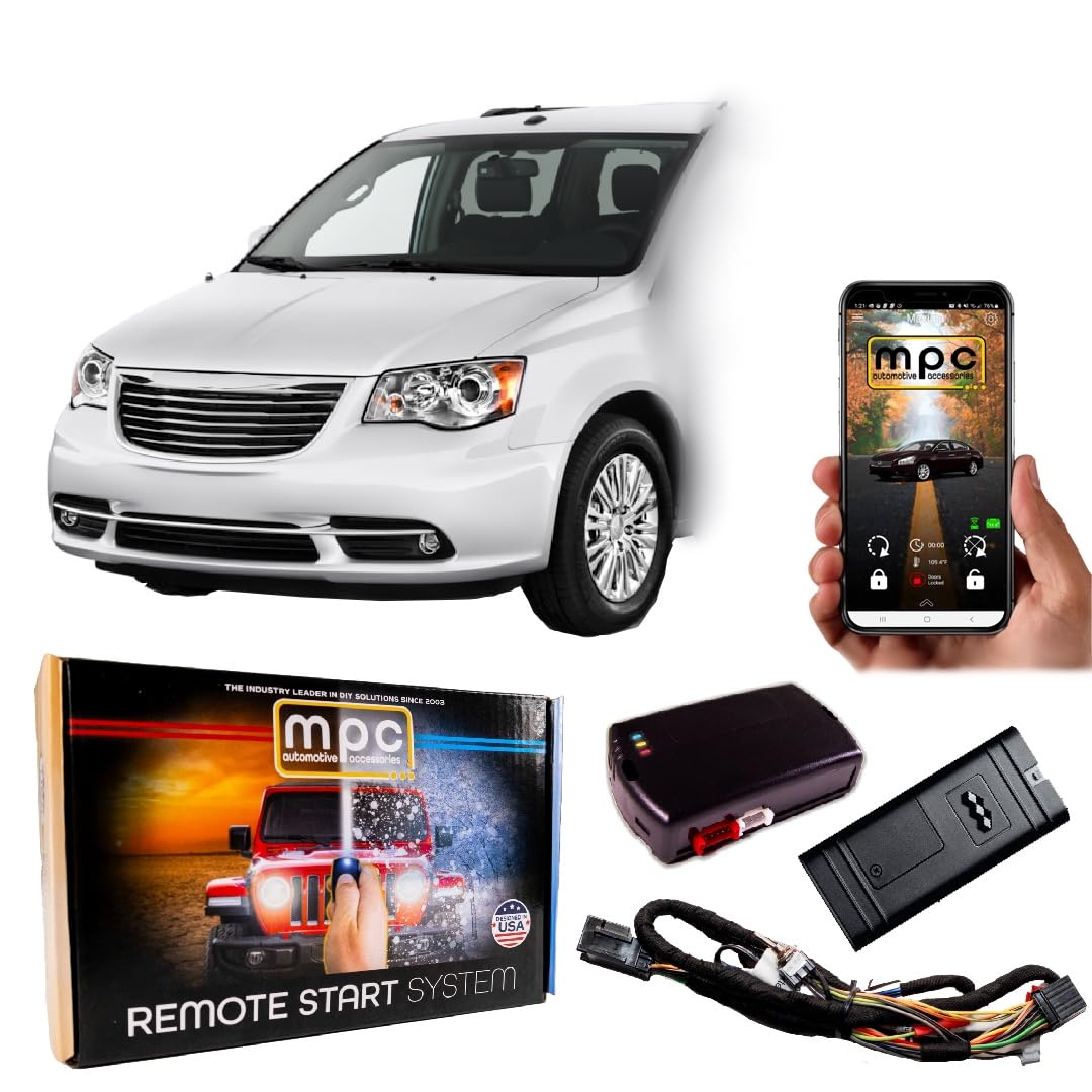MPC Plug N Play Remote Car Starter Kit with Smartphone App Control for 2008-2010 Chrysler Town & Country | Gas Engine | Key Start | T-Harness Included | Factory Key Fob Activation (Press 3X to Start) - Perfect for Cold Winter Mornings & Secure Remote Vehicle Warm-Up