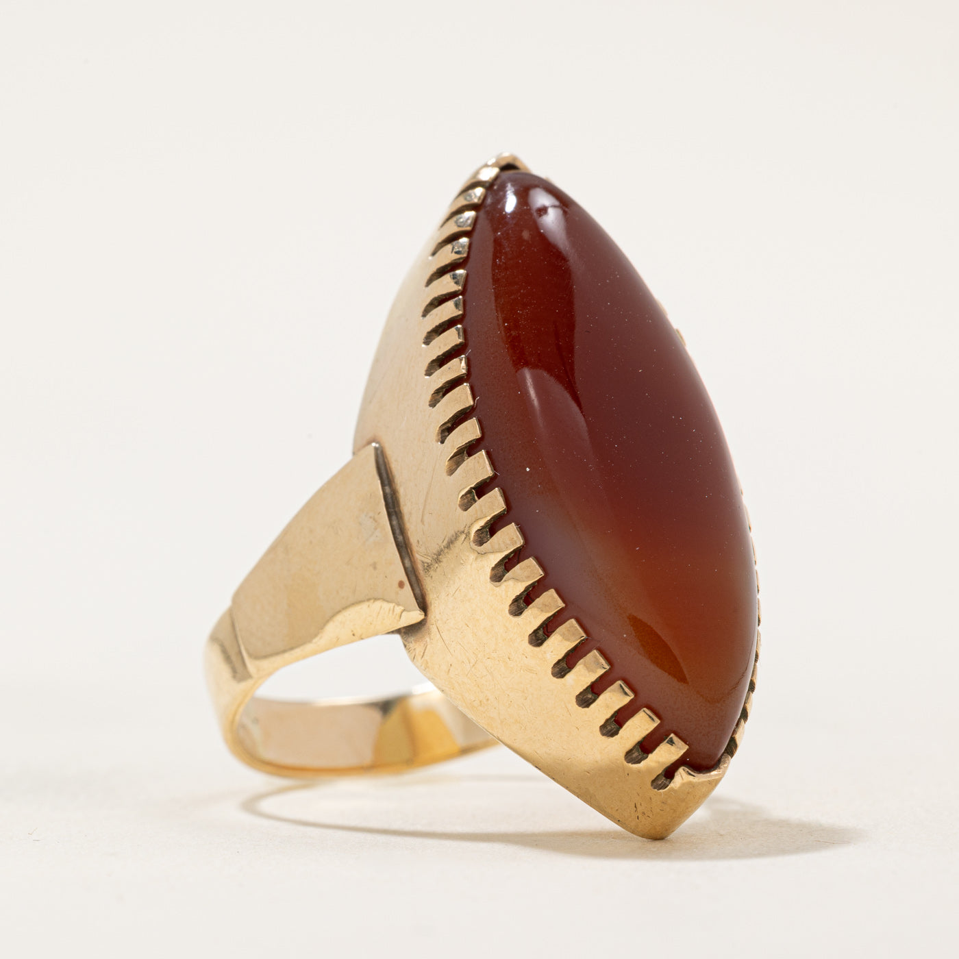 10.00ct Natural Carnelian Agate Navette Ring - Size 9 | Healing Crystal Jewelry for Women | Perfect for Meditation, Energy Work & Boho Fashion