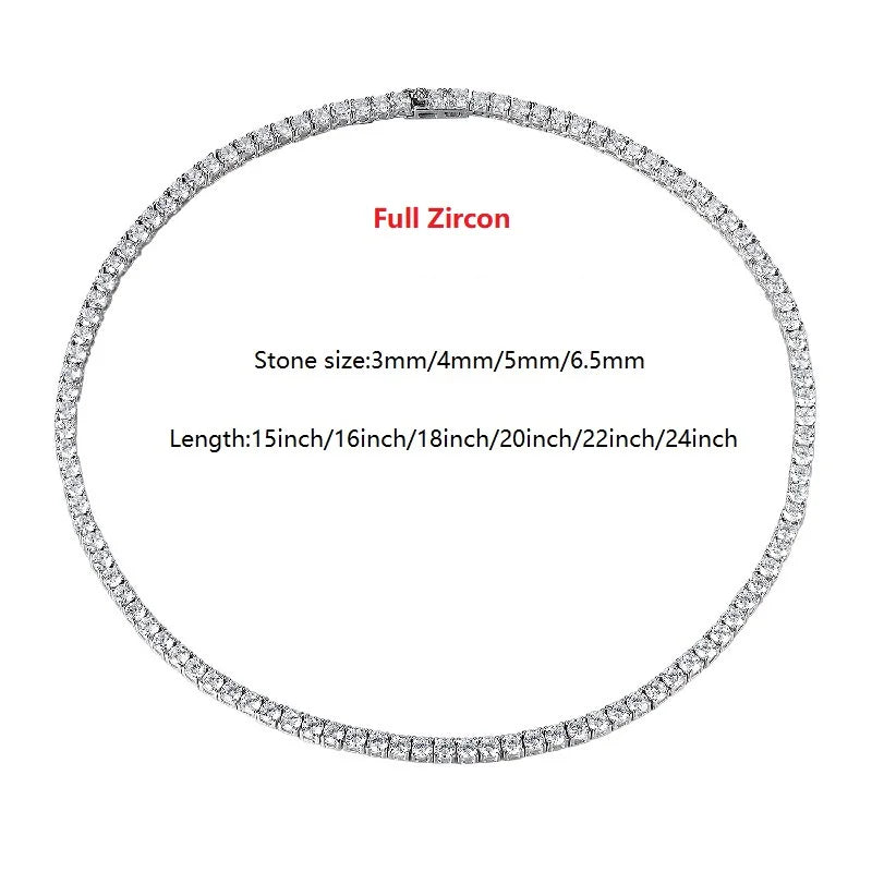 Luxury Moissanite Tennis Necklace - S925 Sterling Silver, GRA Certified, Unisex Hip Hop Chain, Fine Jewelry Gift for Women & Men - Perfect for Weddings, Anniversaries & Special Occasions
