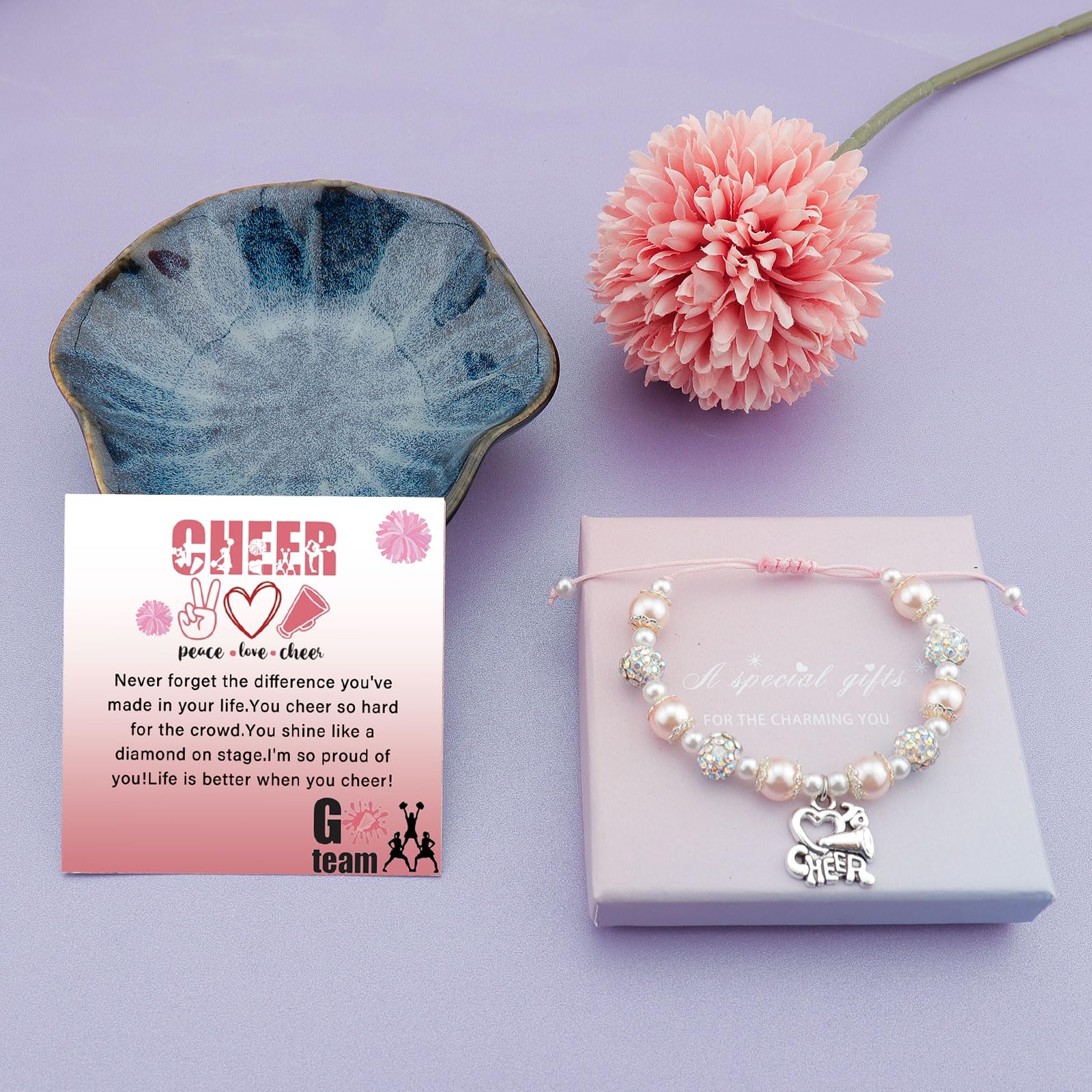 MollyQueen Cheer Bracelets - Cheerleading Gifts for Girls, Cheerleader Birthday Gifts, Inspirational Sports Jewelry for Cheer Practice, Games & Team Spirit Events