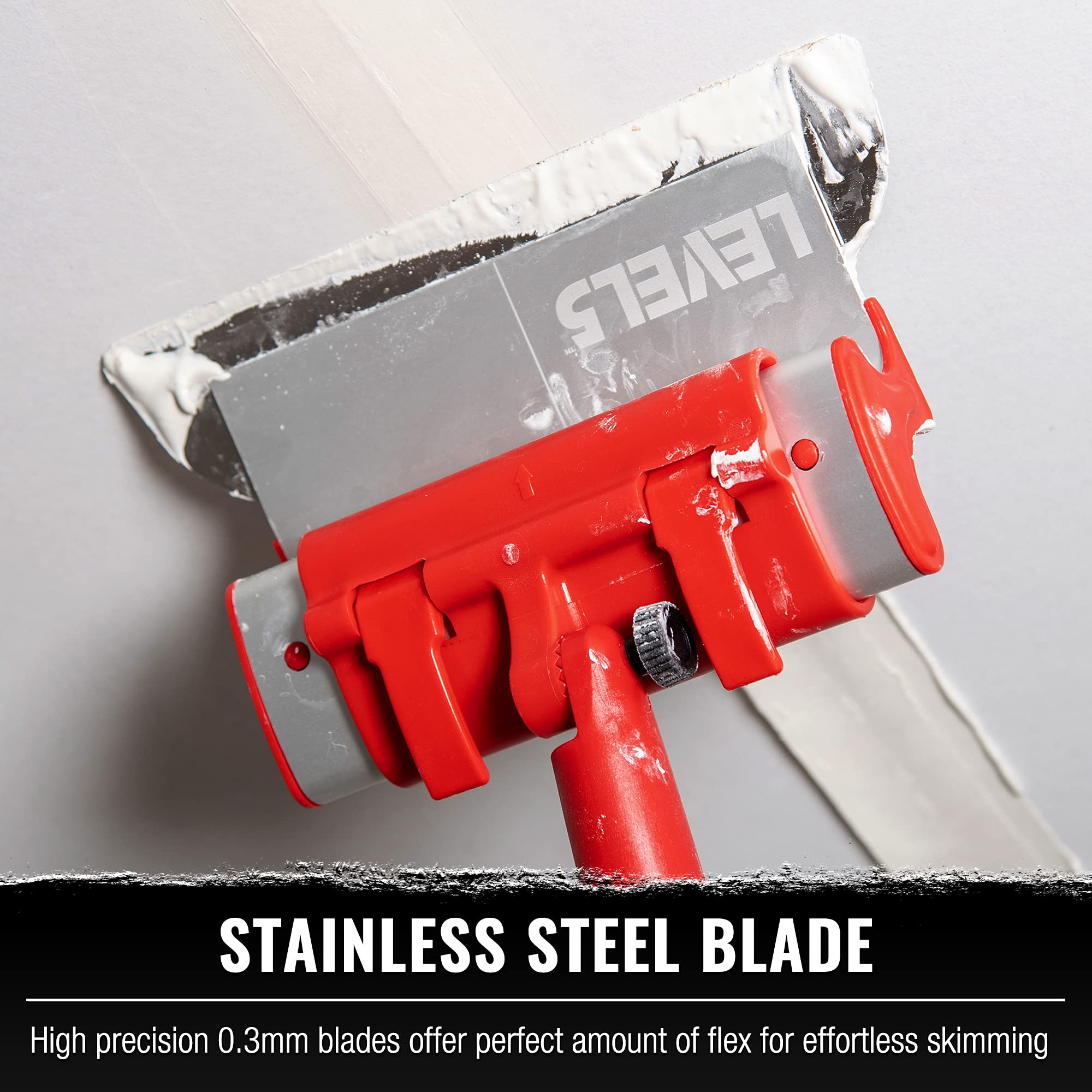 LEVEL5 32-Inch Skimming Blade - Professional Drywall Taping Knife with Extruded Aluminum & Stainless Steel Construction - High-Impact End Caps - Perfect for Sheetrock, Gyprock, Plasterboard Smoothing - Ideal for Home Renovation & Professional Construction Projects