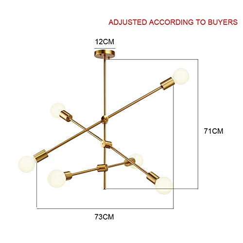 Hobaca® Modern Golden Sputnik Chandelier - Mid Century Ceiling Pendant Light Fixture for Dining Room, Kitchen, Foyer - Rustic Industrial Lighting for Home, Restaurant & Office Decor