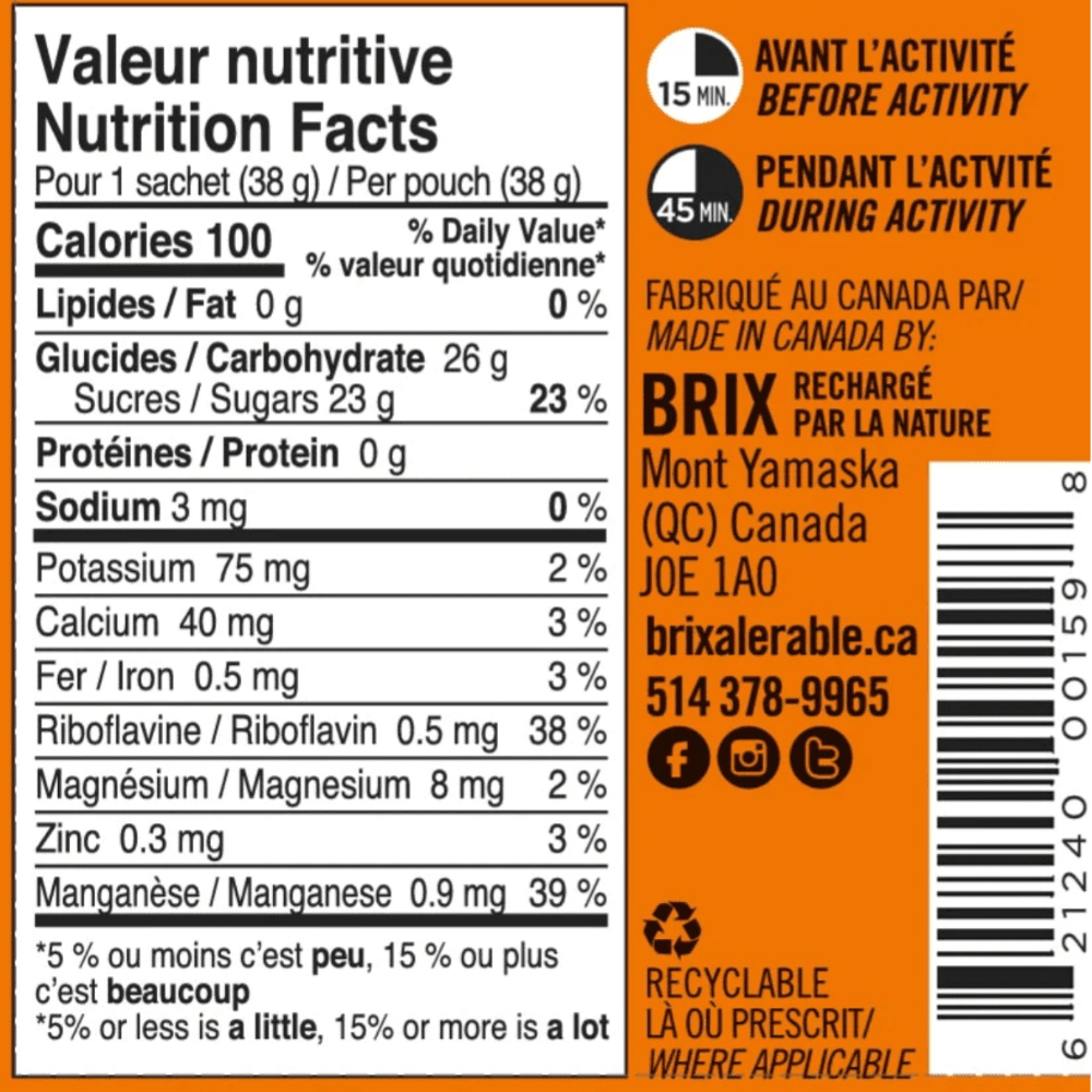 BRIX Energy Gel Maple - Natural Maple Syrup Energy Gel for Runners, Cyclists & Athletes - Quick Energy Boost for Endurance Sports & Workouts