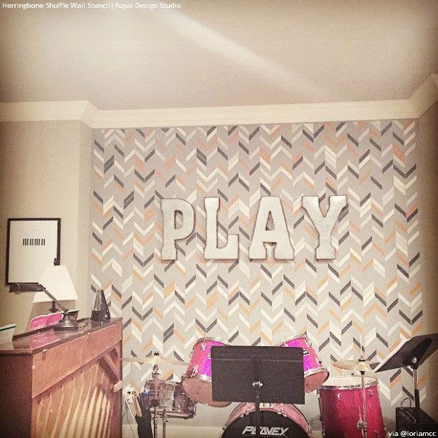 Herringbone Pattern Wall Stencil - DIY Home Decor for Creative Wall Painting & Accent Walls - Perfect for Living Rooms, Bedrooms & Nursery